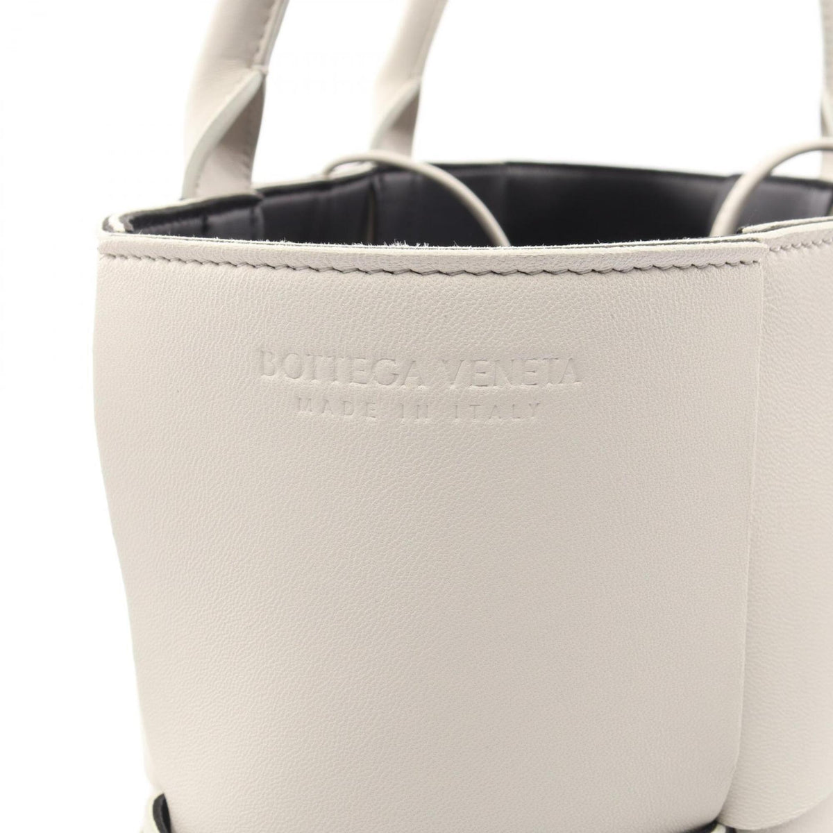 Bottega Veneta White Leather Handbag Pouch Tote Bag (Pre-Owned)