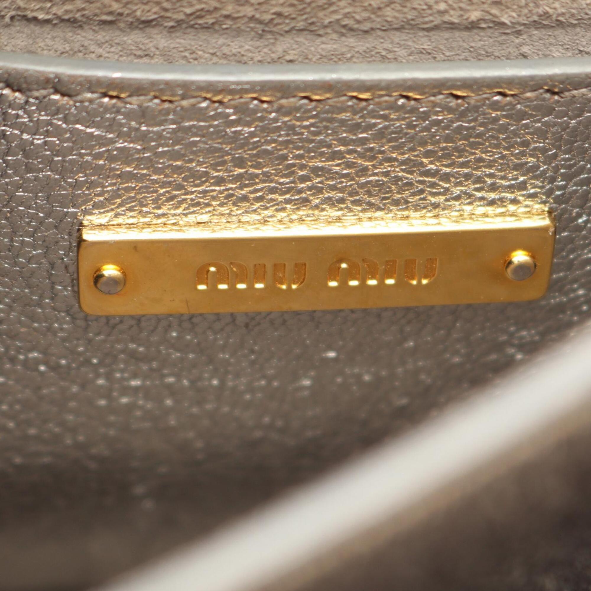 Miu Miu Gold Silver Leather Handbag Shoulder Bag (Pre-Owned)
