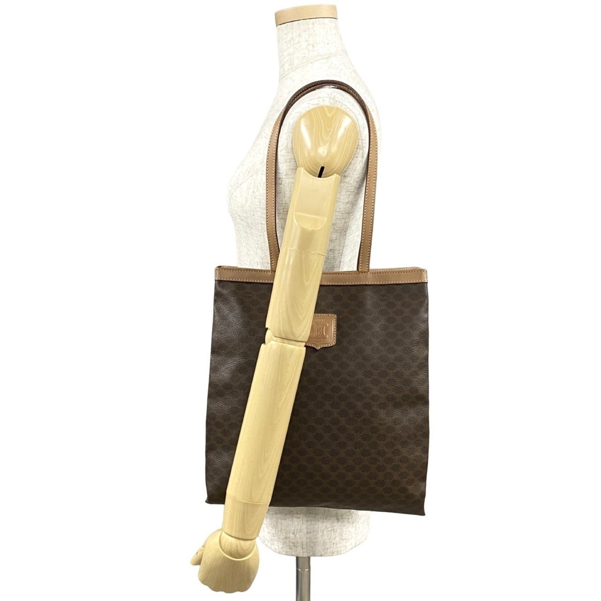 Celine Beige Brown Leather Pvc Handbag Tote Bag (Pre-Owned)