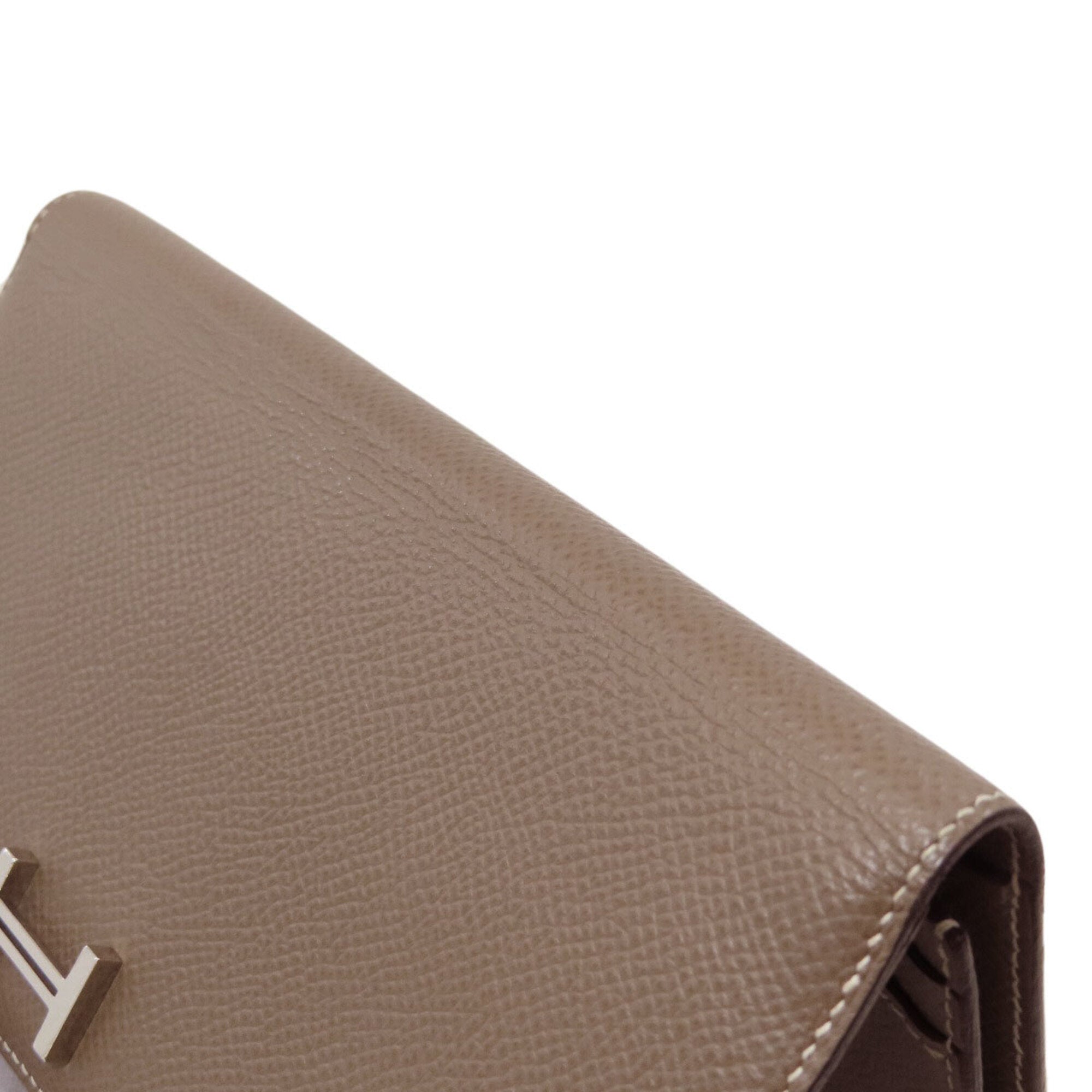 Hermes Etoupe Gray Epsom Leather Long Wallet (Bi-Fold) (Pre-Owned)