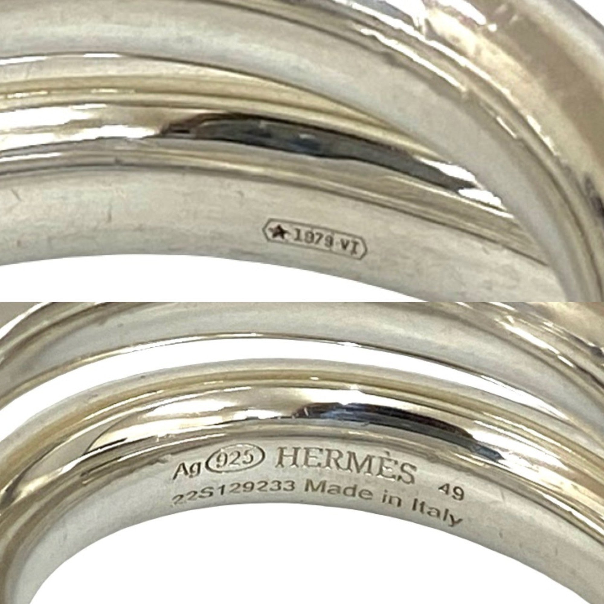 Hermes Silver Silver 925 Band Ring (Pre-Owned)