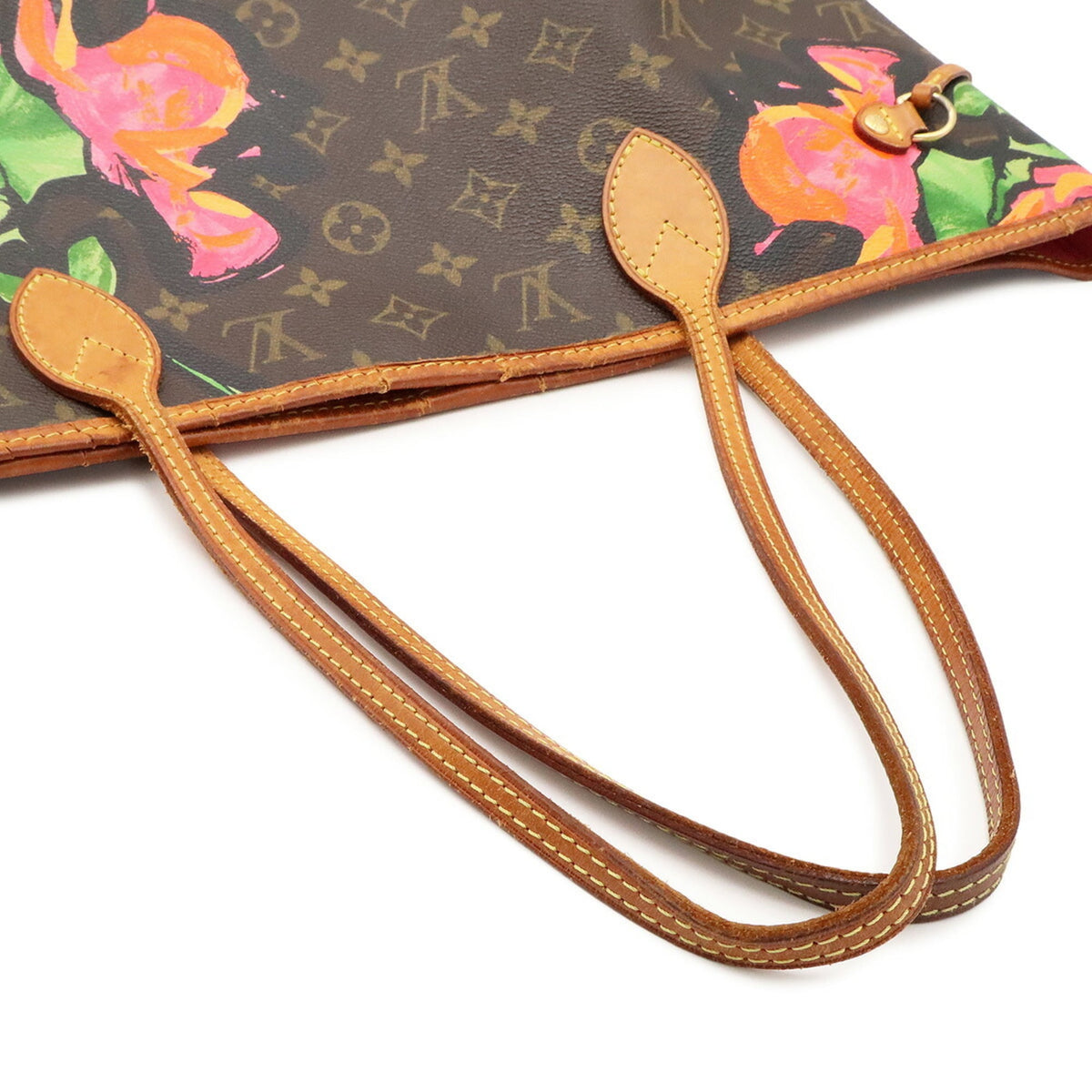 Louis Vuitton Brown Green Orange Pink Monogram Rose Canvas Shoulder Bag Tote Bag (Pre-Owned)