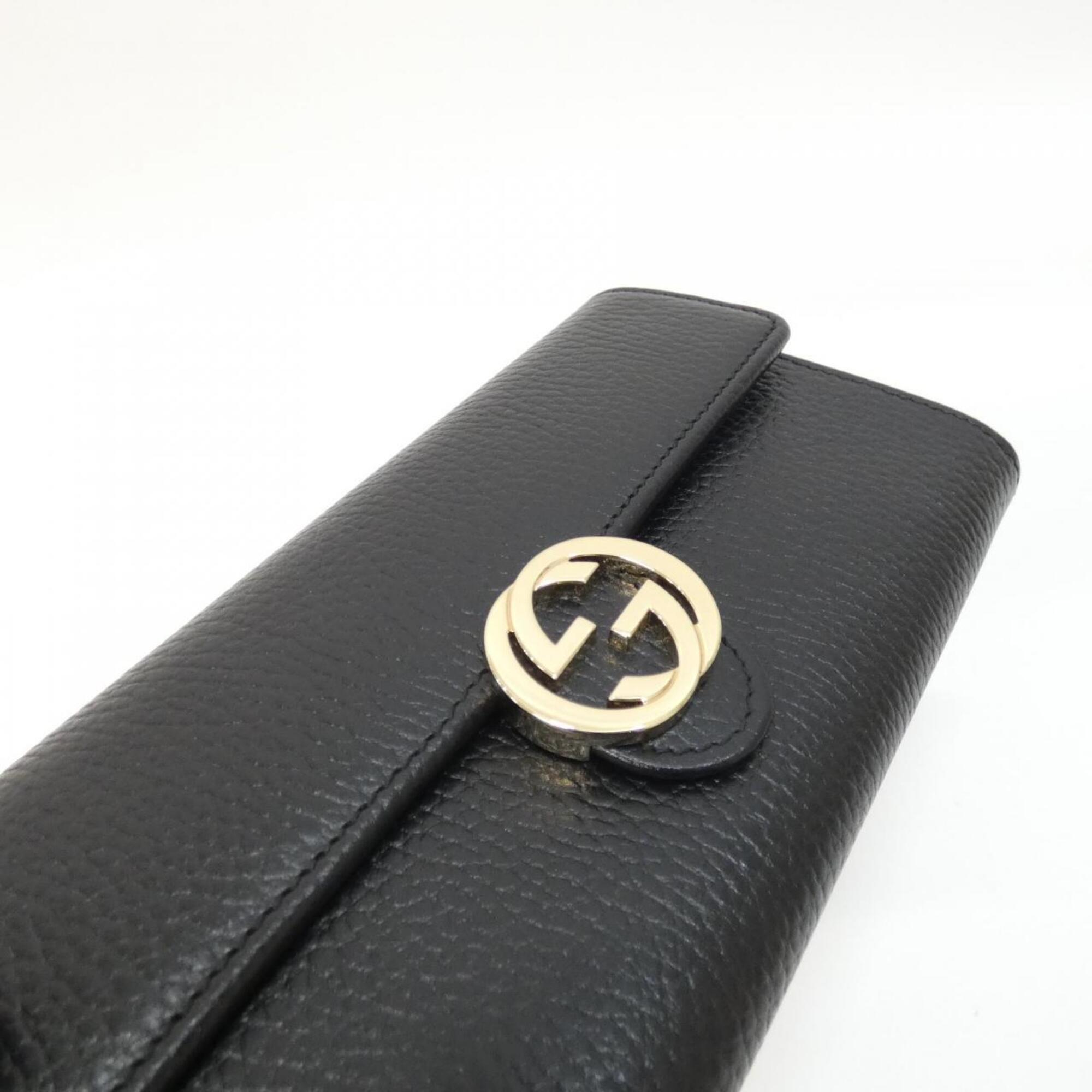 Gucci Black Leather Long Wallet (Bi-Fold) (Pre-Owned)