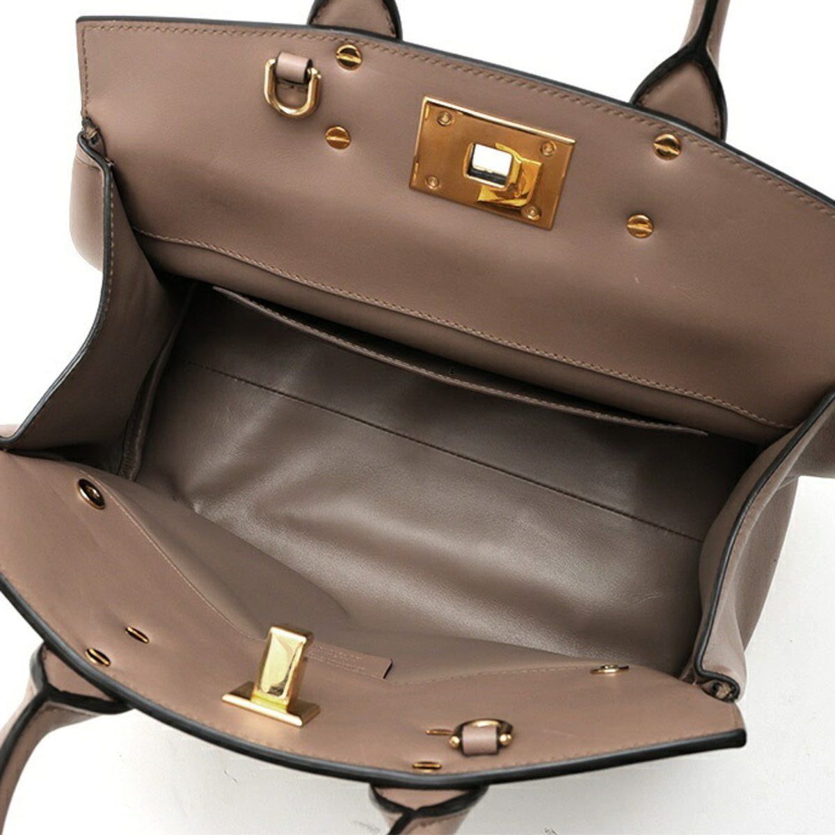 Salvatore Ferragamo Grayish Leather Handbag Shoulder Bag (Pre-Owned)