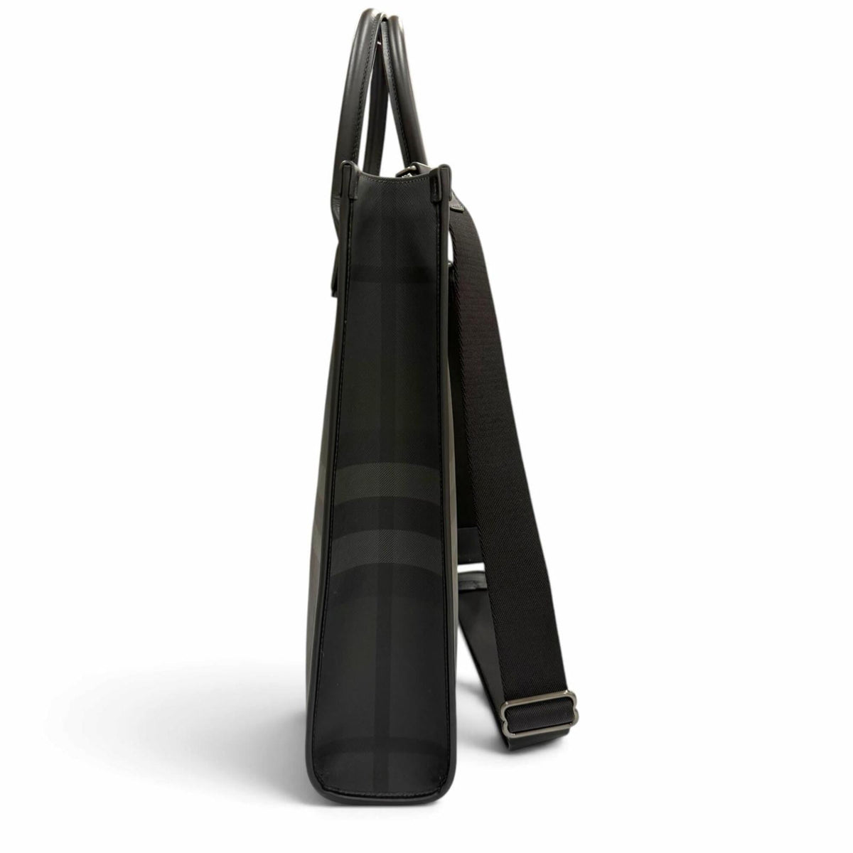 Burberry Black Coated Canvas Leather Tote Bag (Pre-Owned)