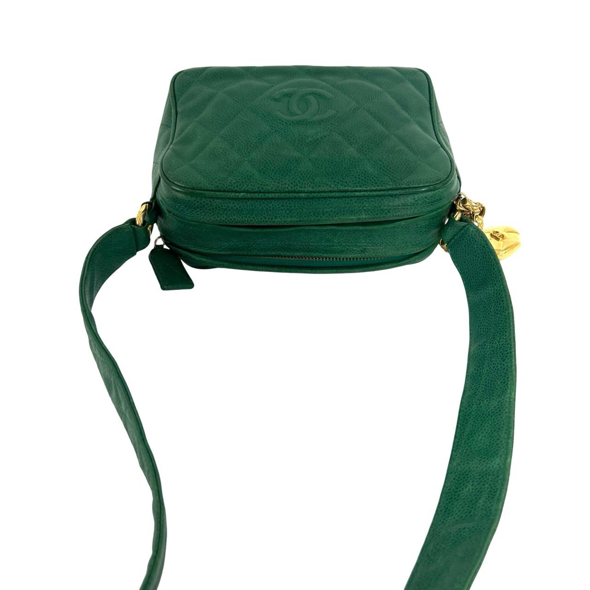 Chanel Green Grained Calfskin Shoulder Bag (Pre-Owned)