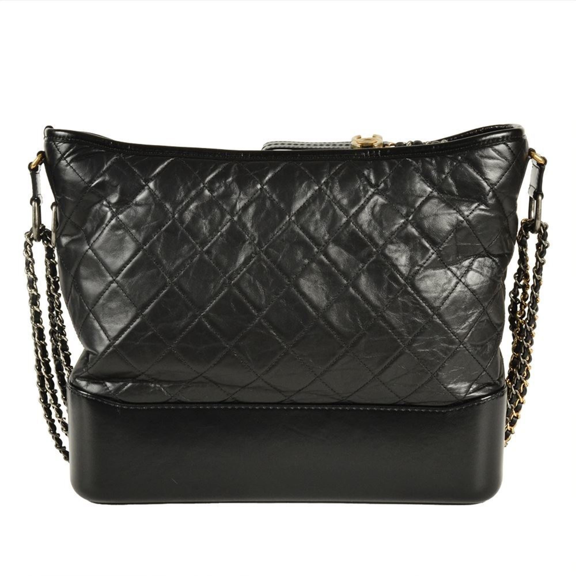 Chanel Gabriel Black Leather Shoulder Bag (Pre-Owned)
