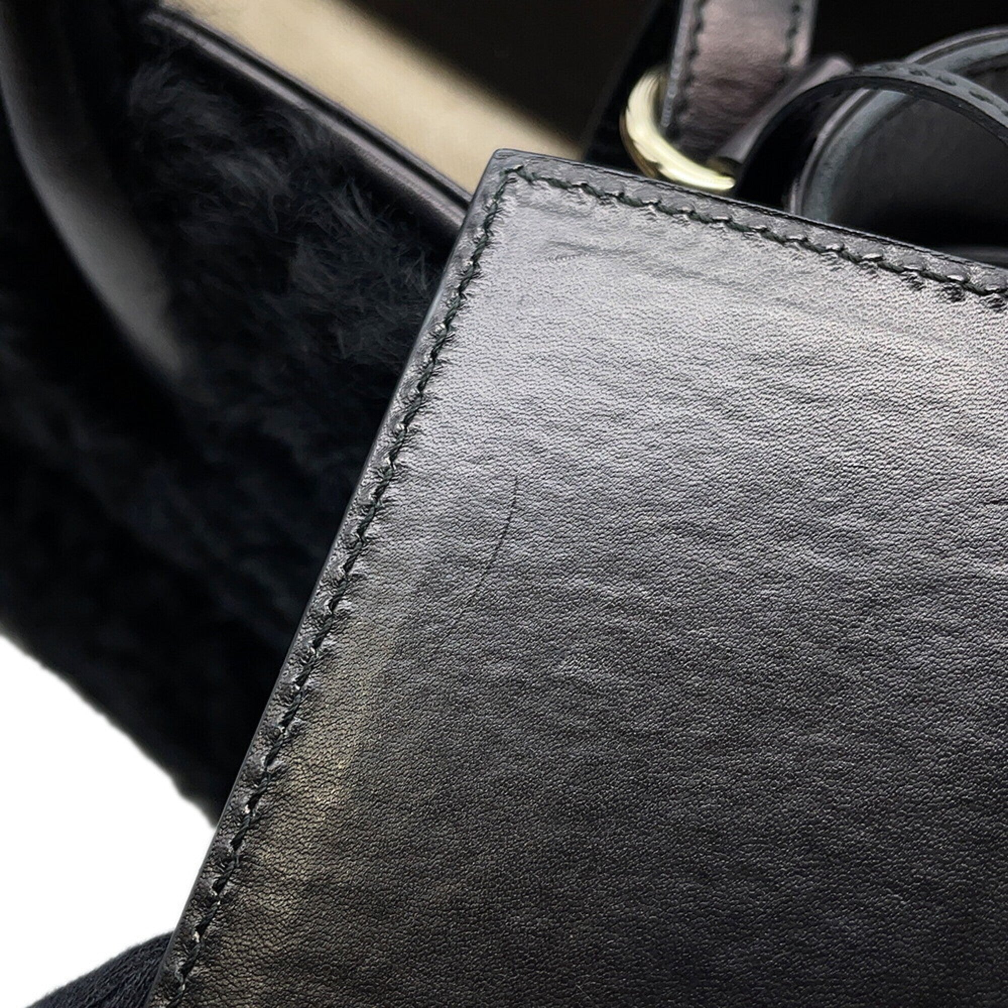Balenciaga Black Fur Handbag Shoulder Bag (Pre-Owned)