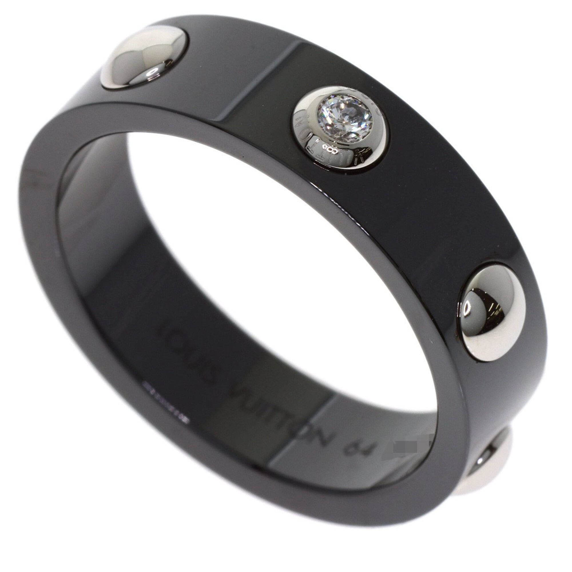 Louis Vuitton Ceramic Platinum 950 Band Ring (Pre-Owned)