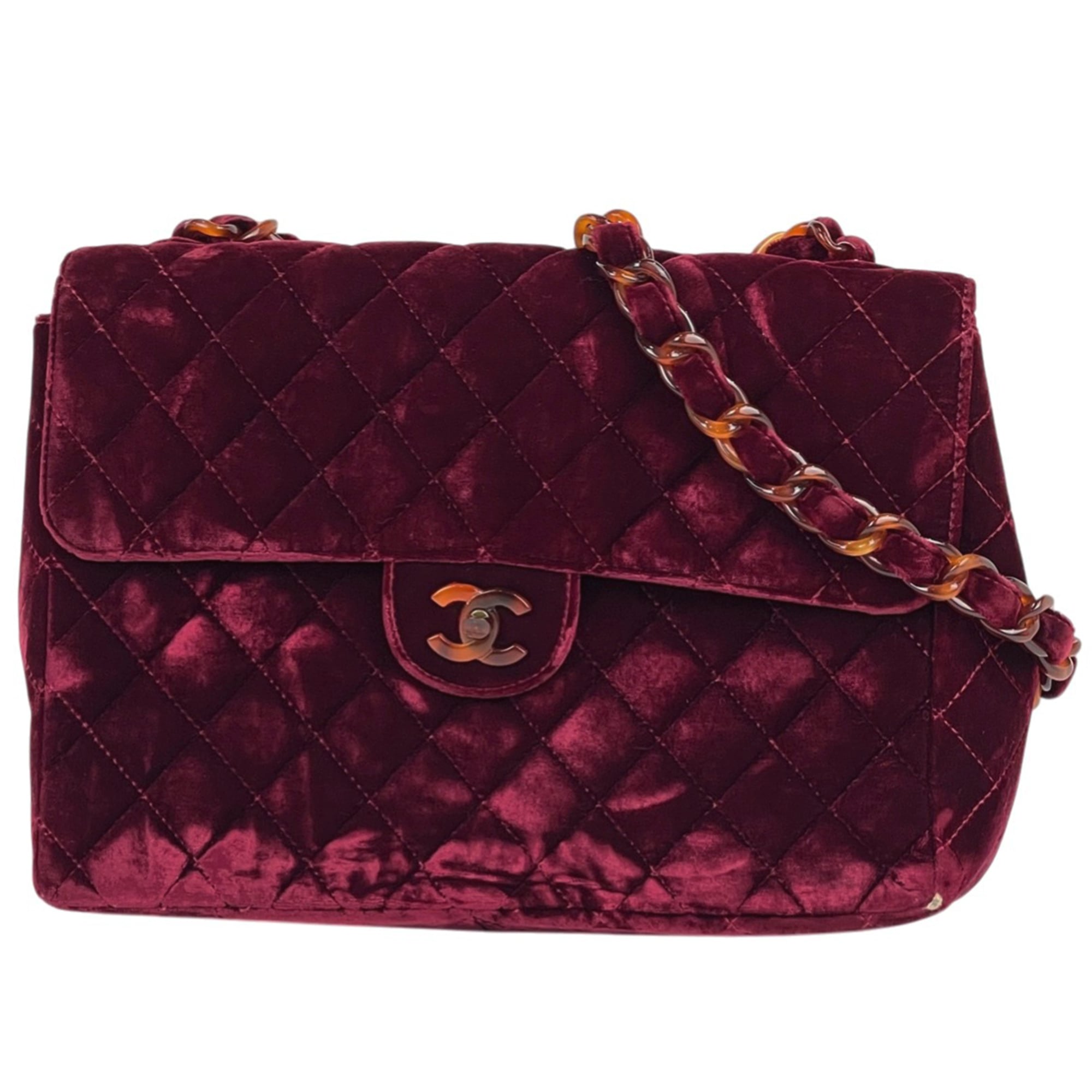 Chanel Matelasse Bordeaux Velvet Shoulder Bag (Pre-Owned)