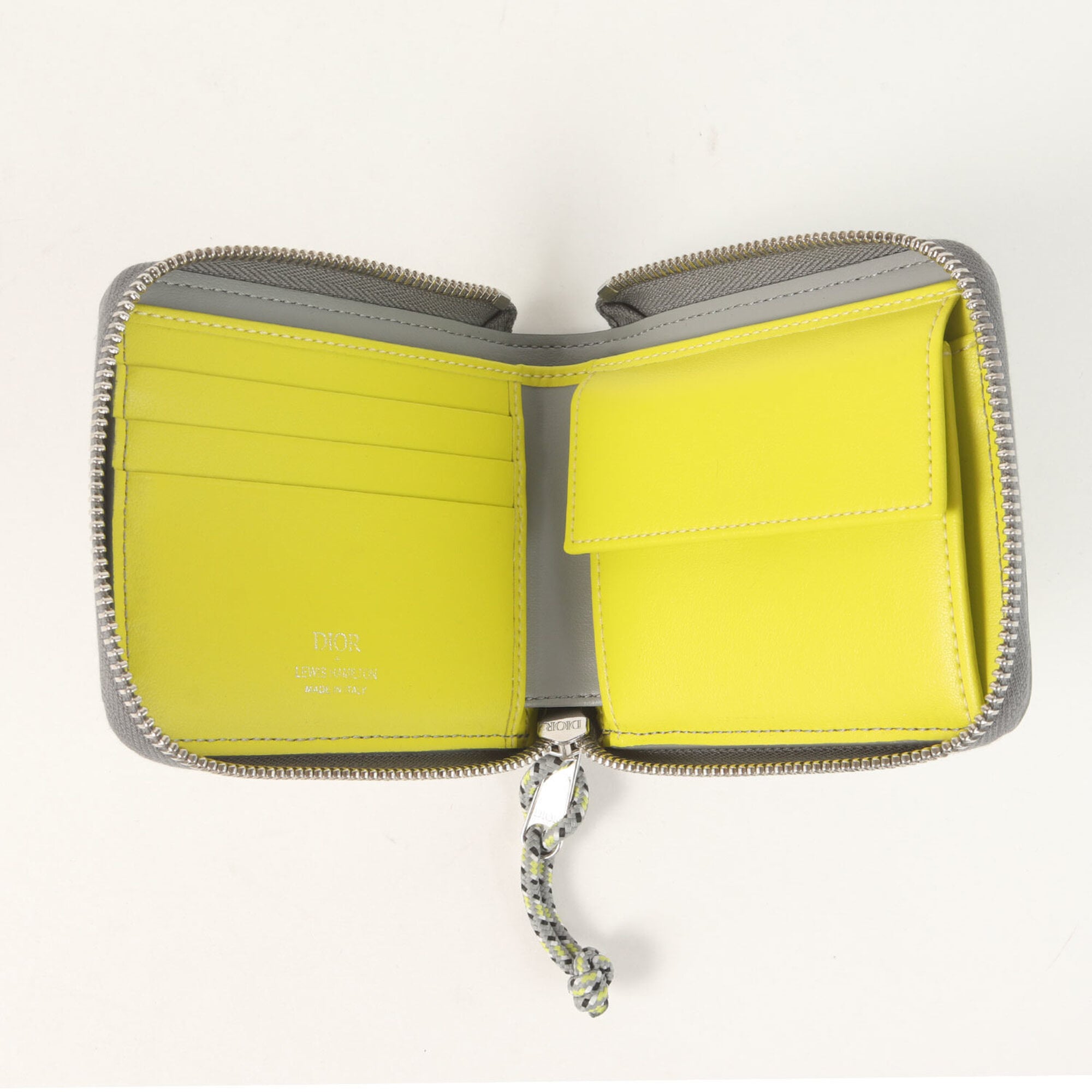 Christian Dior Silver Yellow Nylon Leather Wallet (Bi-Fold) (Pre-Owned)