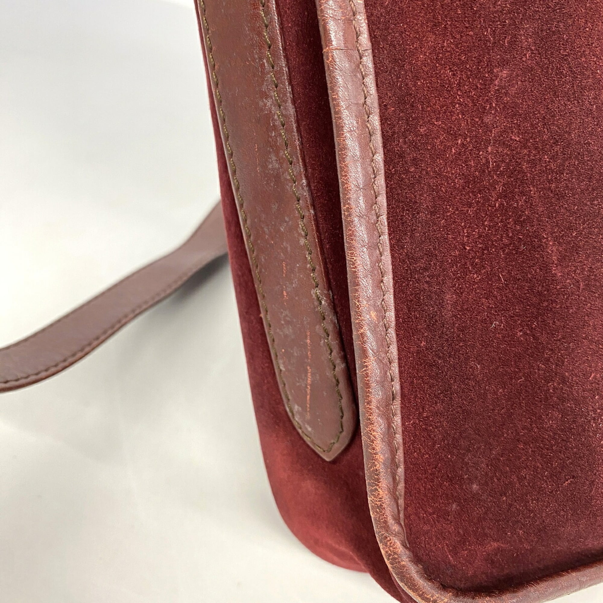 Cartier Bordeaux Suede Shoulder Bag (Pre-Owned)