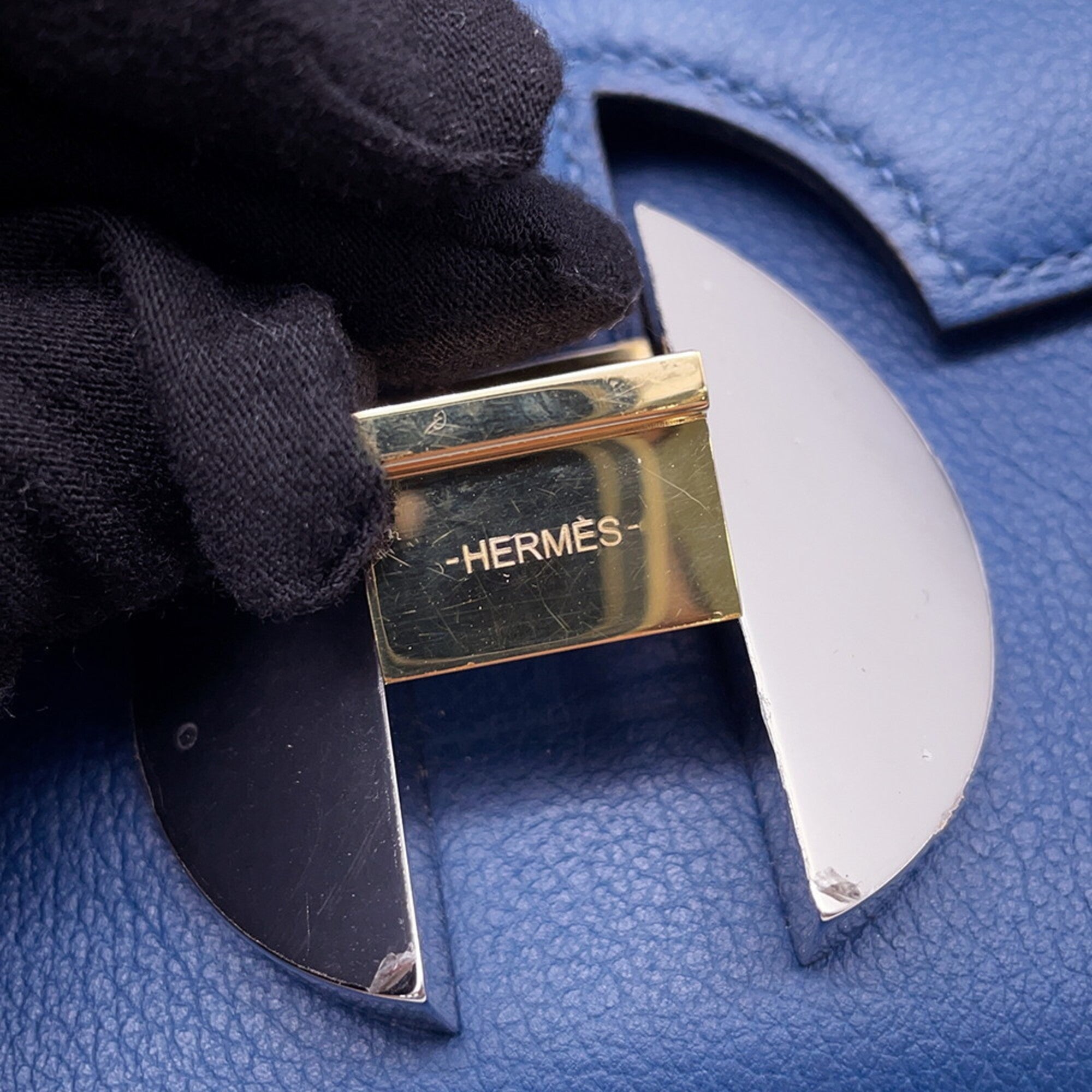 Hermes Kara Blue Handbag Shoulder Bag (Pre-Owned)