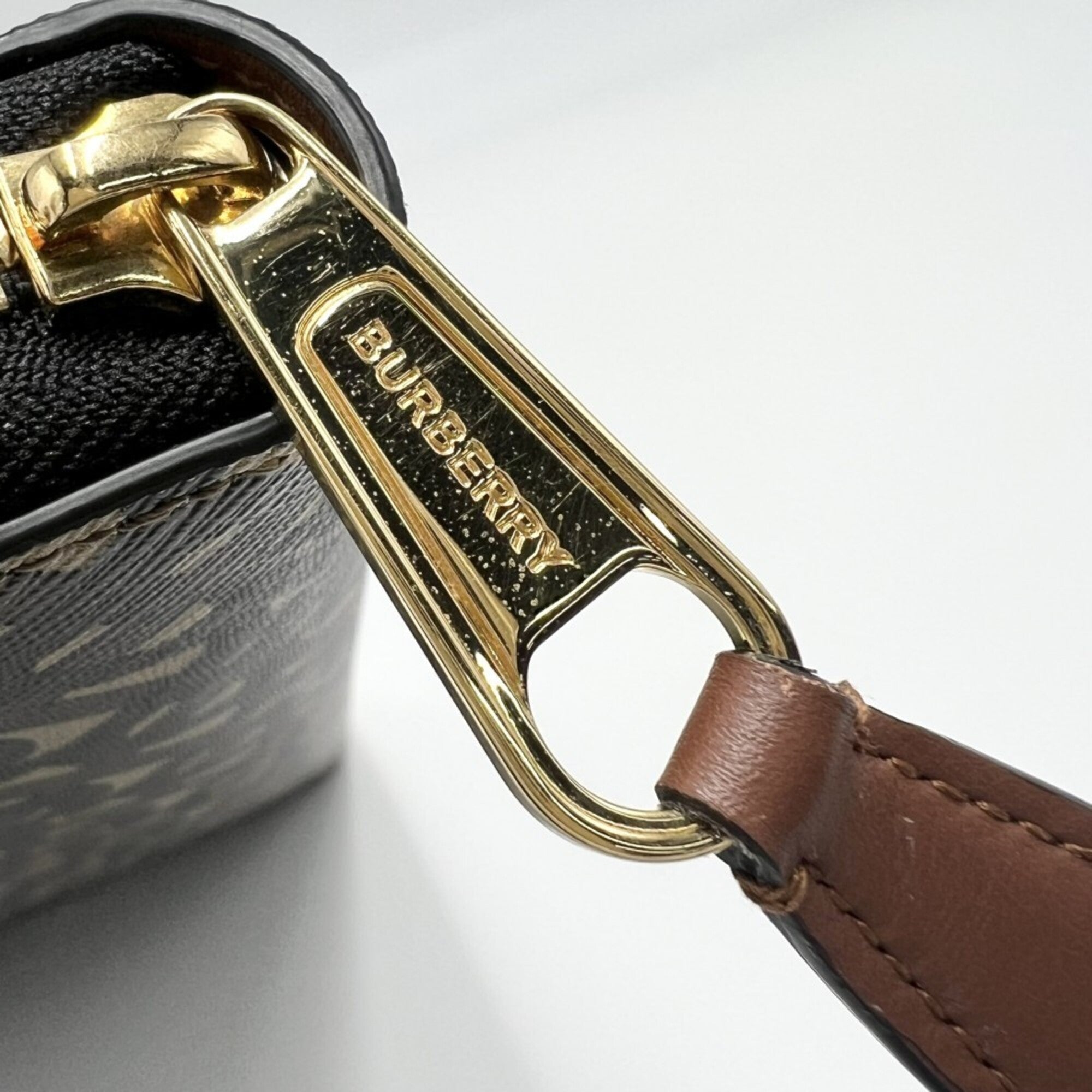 Burberry Beige Brown Coated Canvas Pvc Leather Clutch Bag (Pre-Owned)