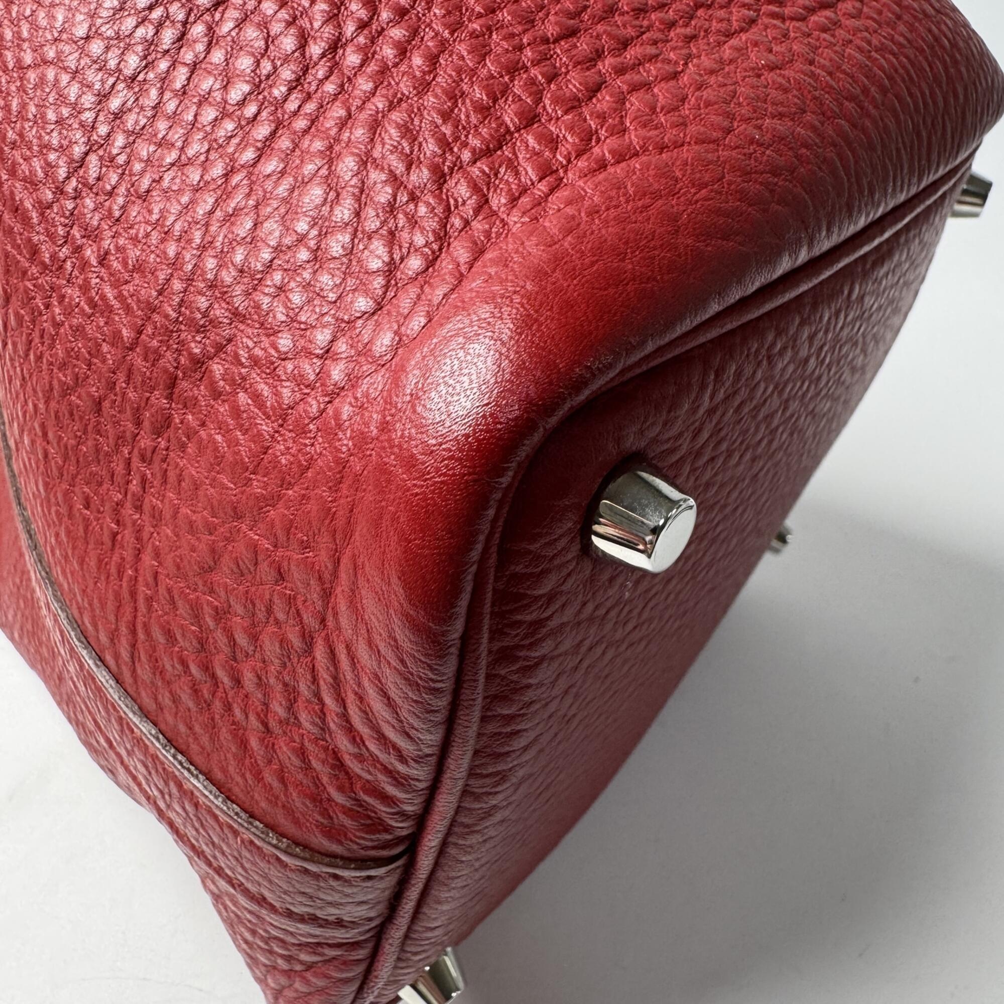 Hermes Rouge H Taurillon Clemence Leather Handbag (Pre-Owned)
