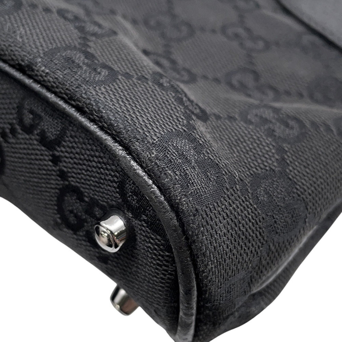 Gucci Black Canvas Leather Tote Bag (Pre-Owned)