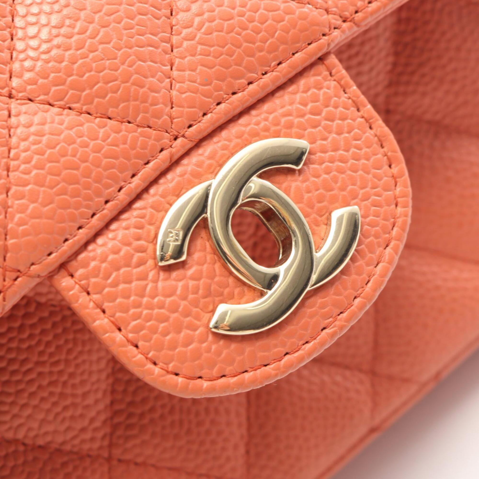 Chanel Orange Grained Calfskin Handbag Shoulder Bag (Pre-Owned)