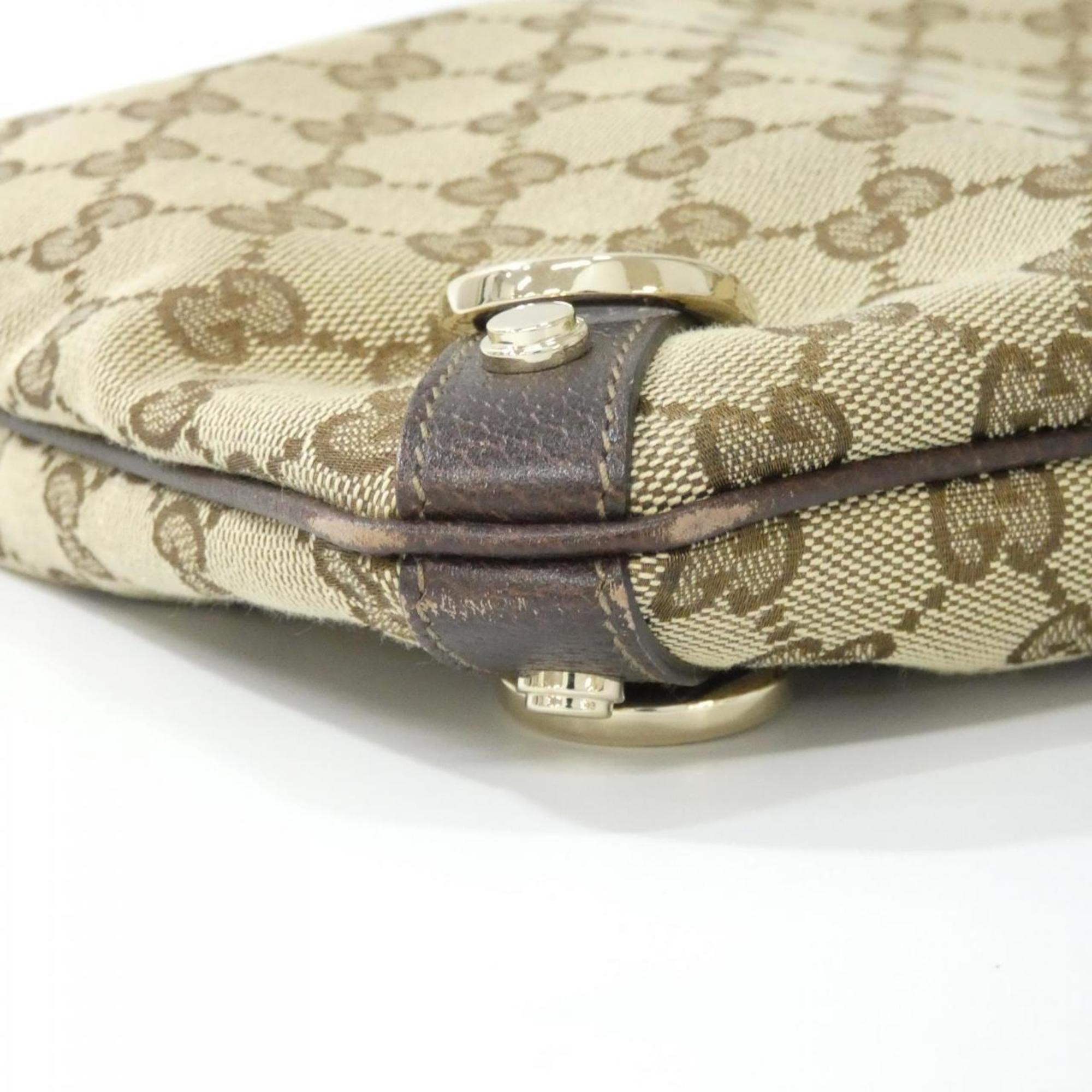 Gucci Beige Brown Gg Canvas Shoulder Bag (Pre-Owned)