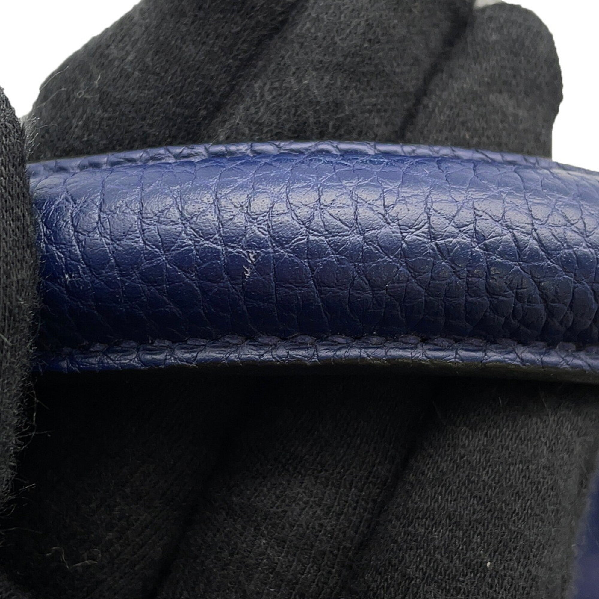 Hermes Blue Navy Togo Leather Handbag (Pre-Owned)
