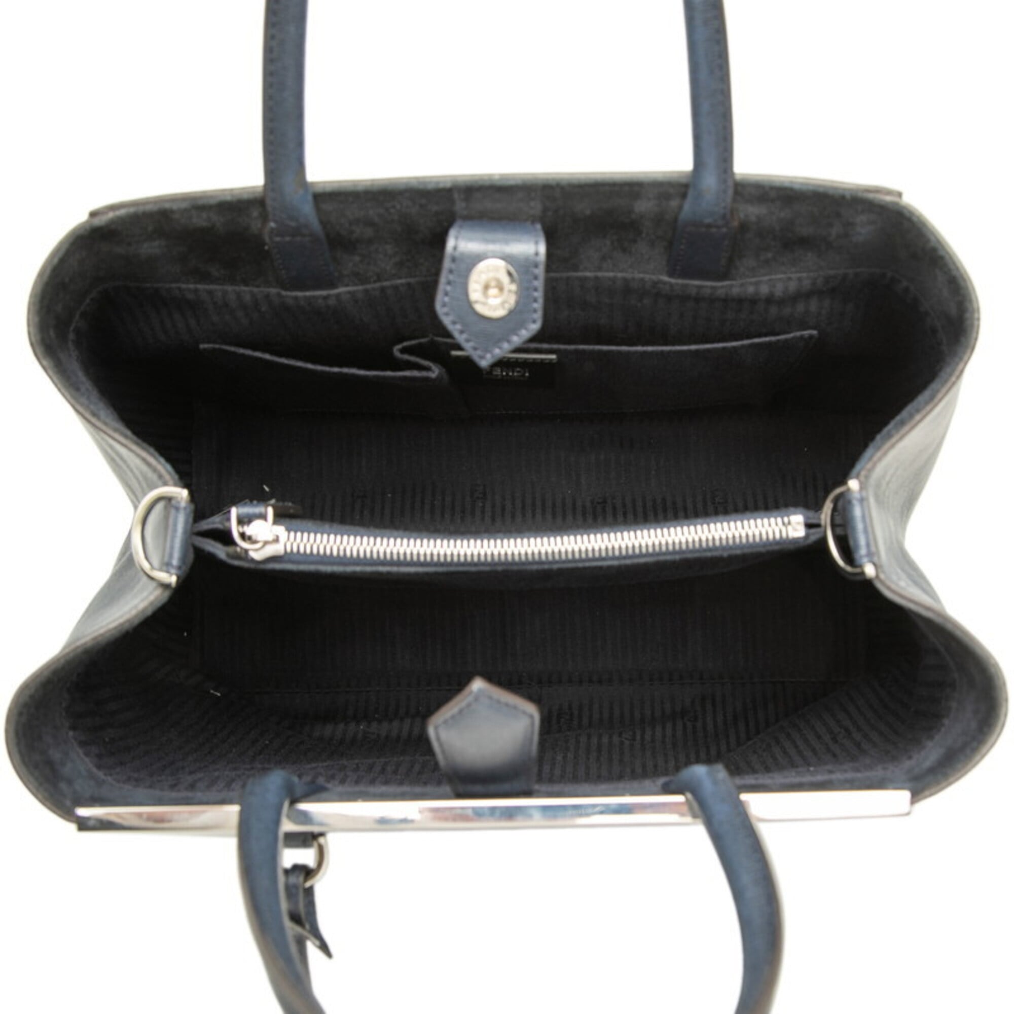 Fendi Navy Leather Handbag Shoulder Bag (Pre-Owned)