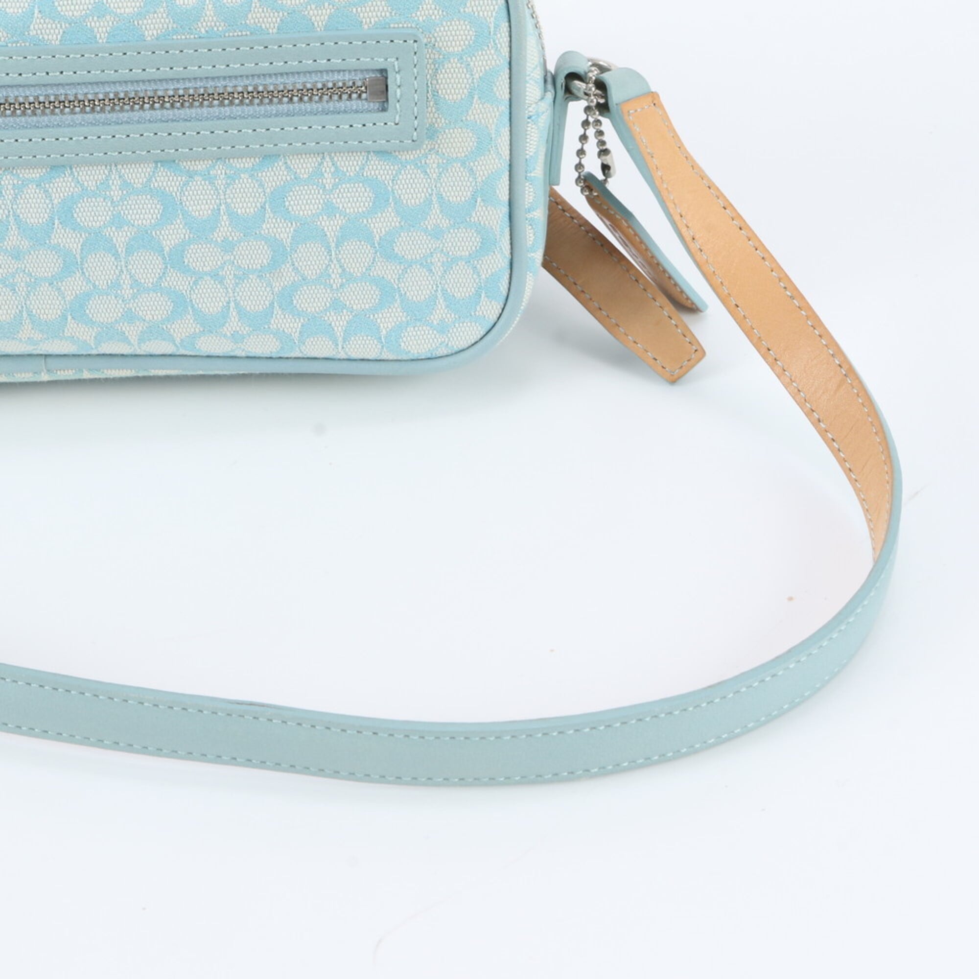Coach Green Leather Canvas Crossbody Bag Shoulder Bag Tote Bag (Pre-Owned)