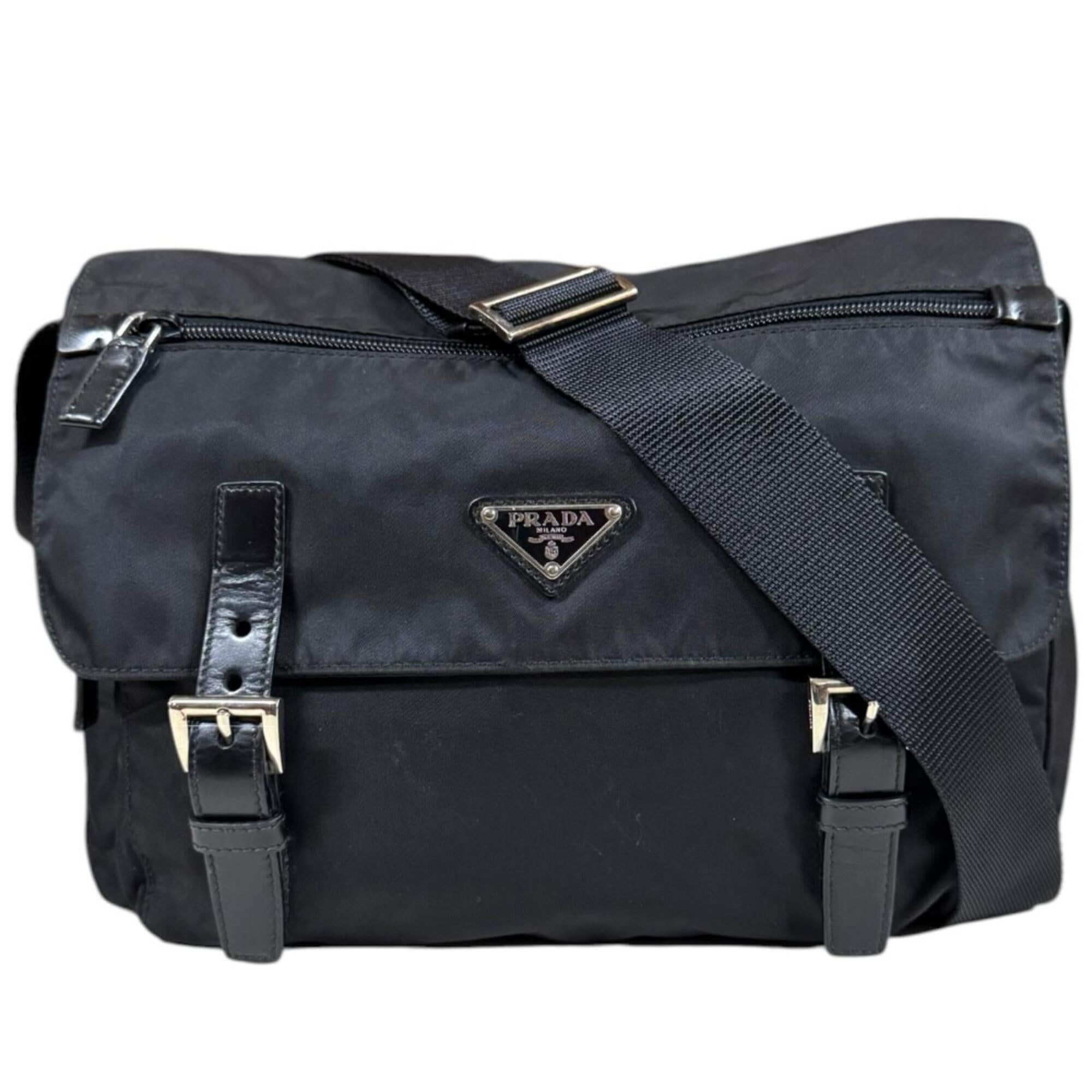 Prada Black Nylon Leather Shoulder Bag (Pre-Owned)