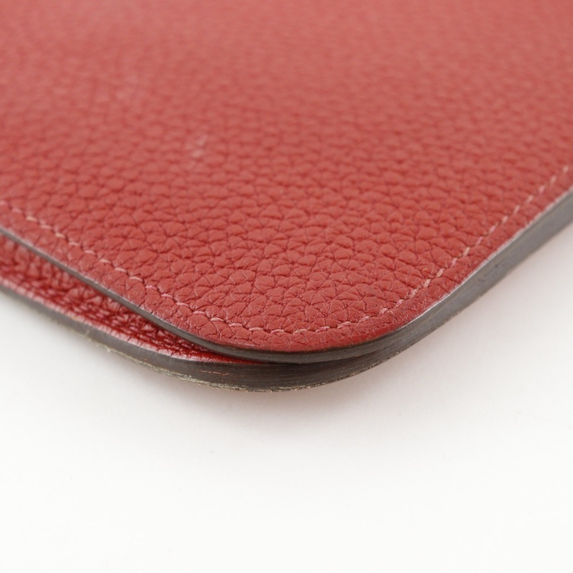 Hermes Dogon Red Color Taurillon Clemence Leather Long Wallet (Bi-Fold) (Pre-Owned)