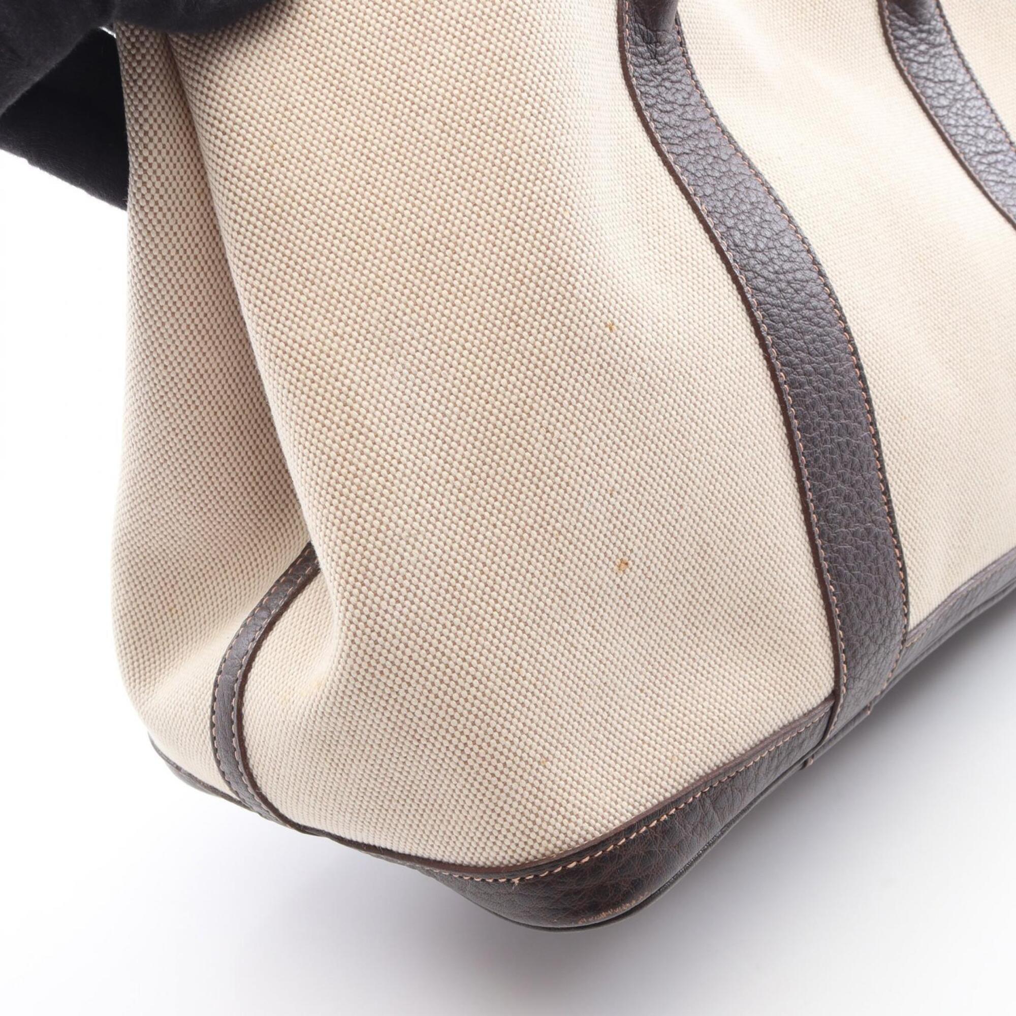 Hermes Brown Ivory Toile H Buffalo Leather Handbag Tote Bag (Pre-Owned)