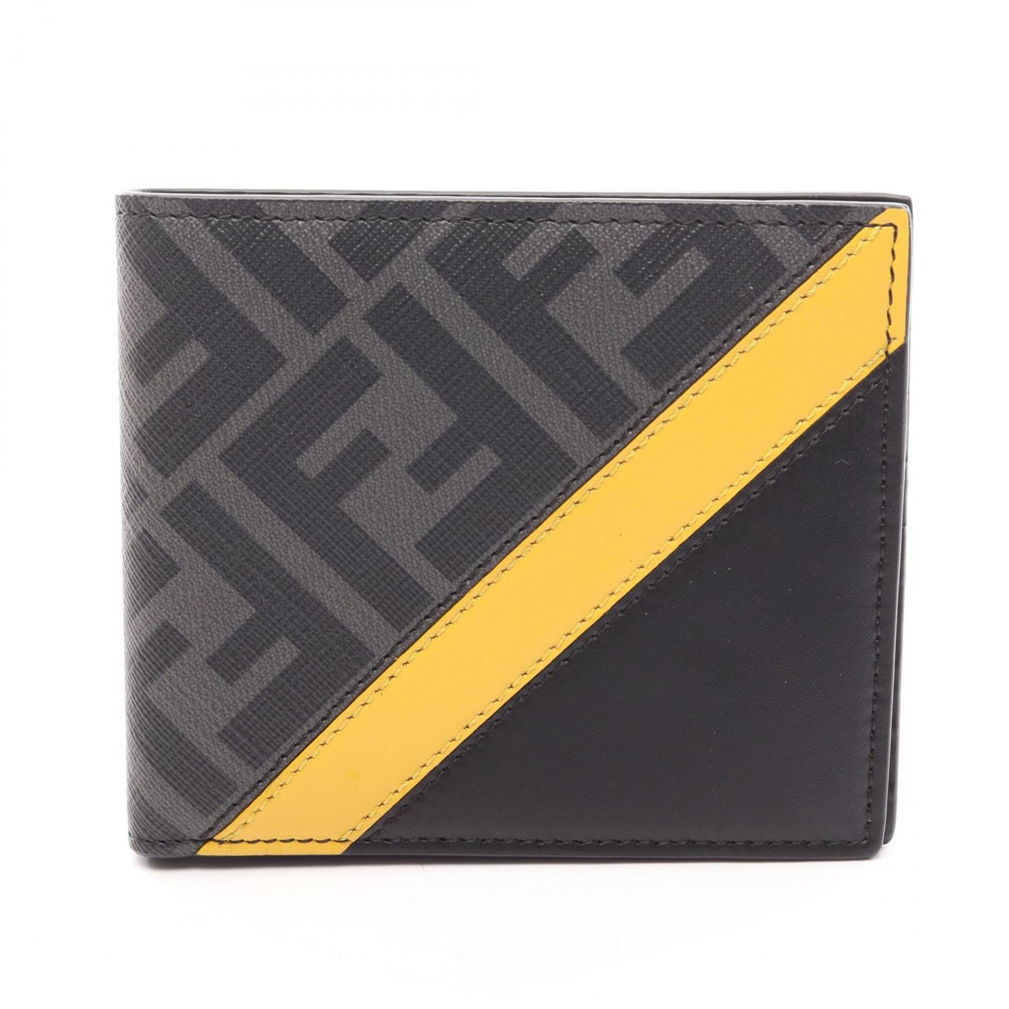 Fendi Black Gray Yellow Leather Pvc Wallet (Bi-Fold) (Pre-Owned)