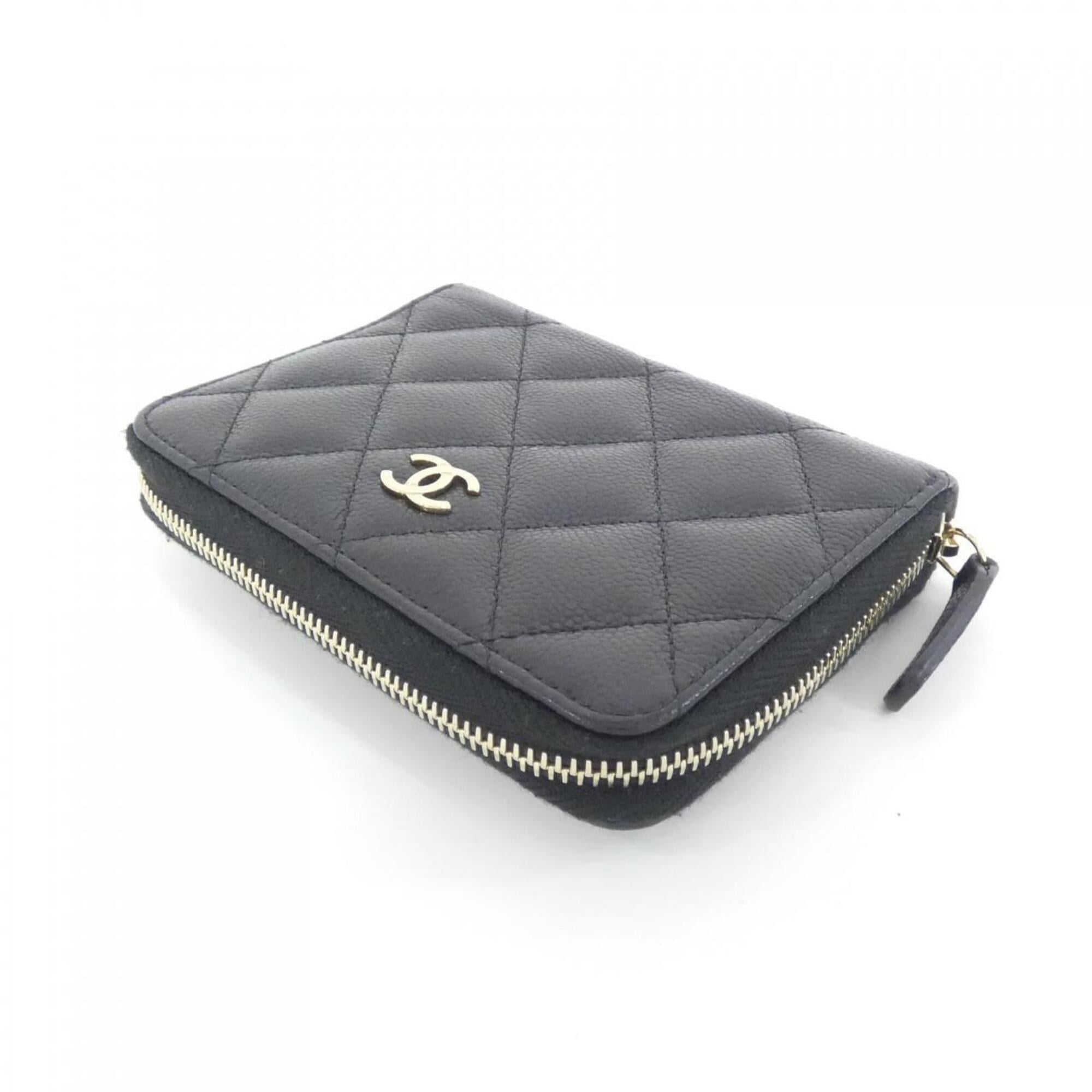 Chanel Black Grained Calfskin Wallet (Bi-Fold) (Pre-Owned)
