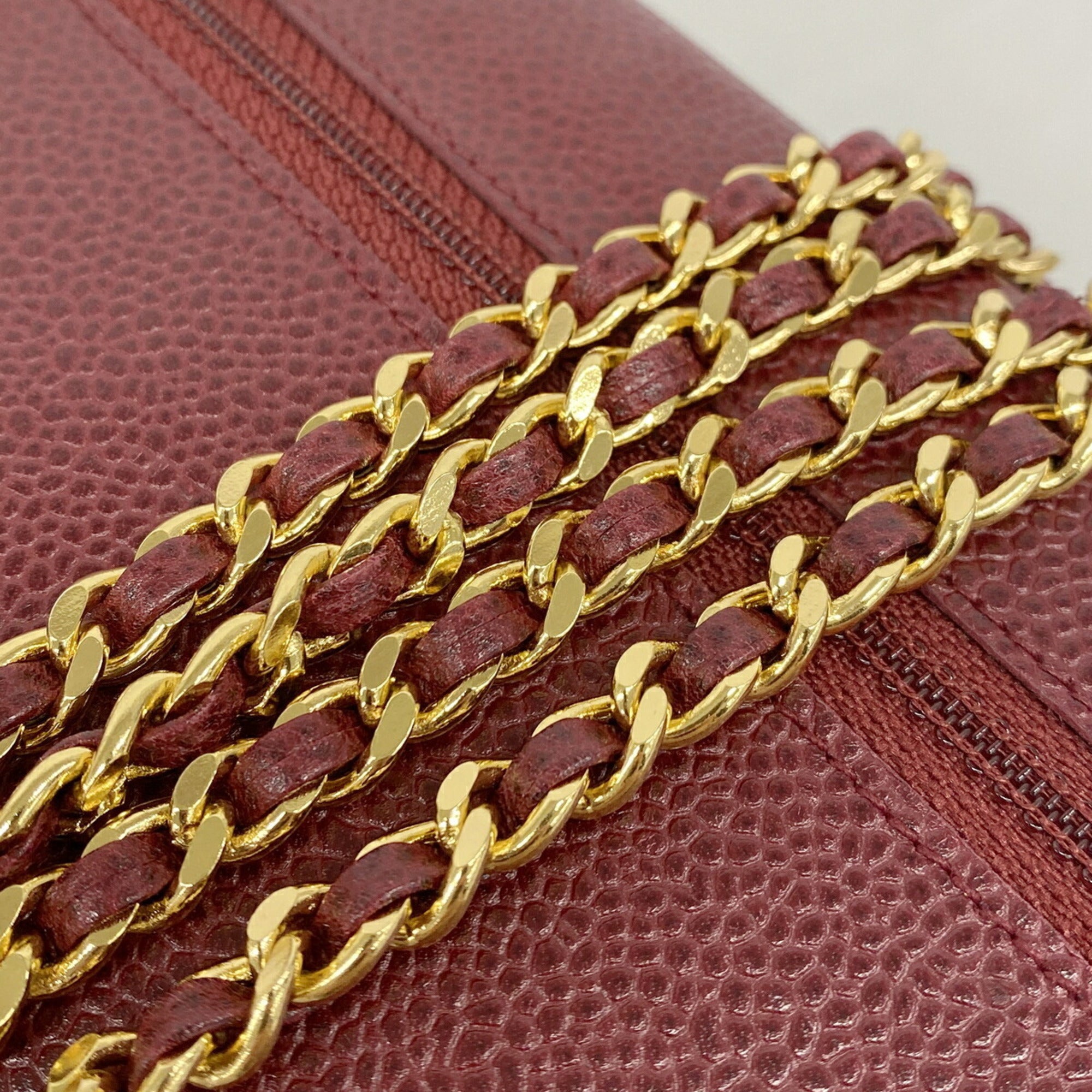 Chanel Bordeaux Grained Calfskin Chain/Shoulder Wallet (Pre-Owned)