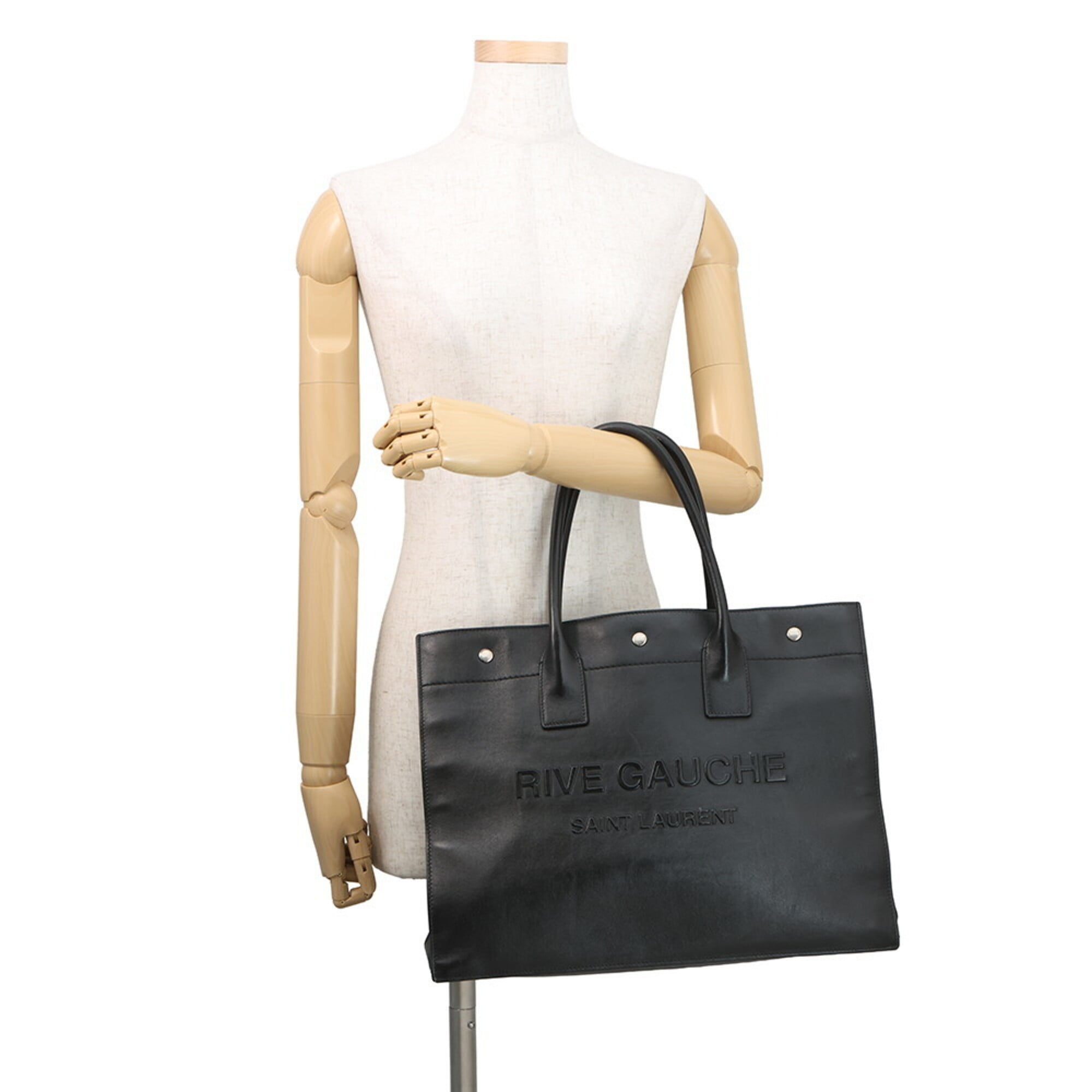 Yves Saint Laurent Black Leather Handbag Tote Bag (Pre-Owned)