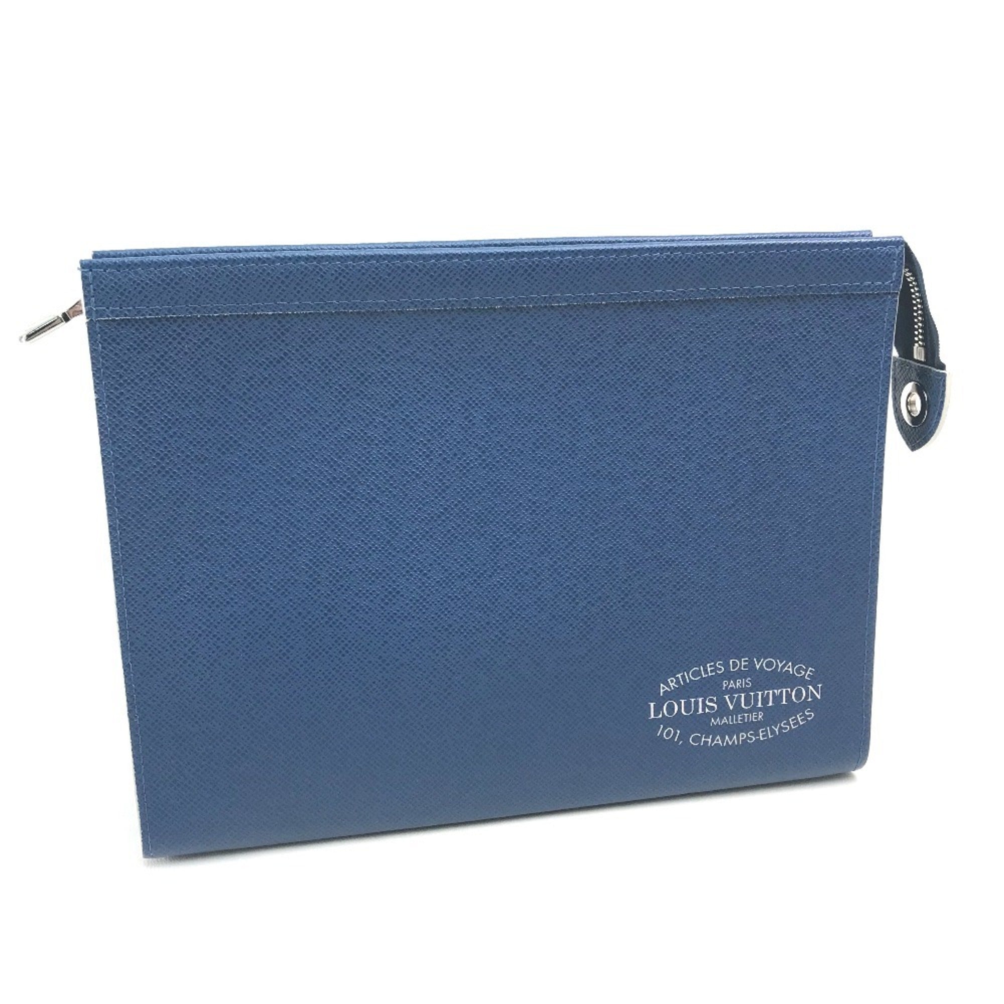 Louis Vuitton Blue Cobalt Taiga Leather Clutch Bag Pochette Pouch (Pre-Owned)
