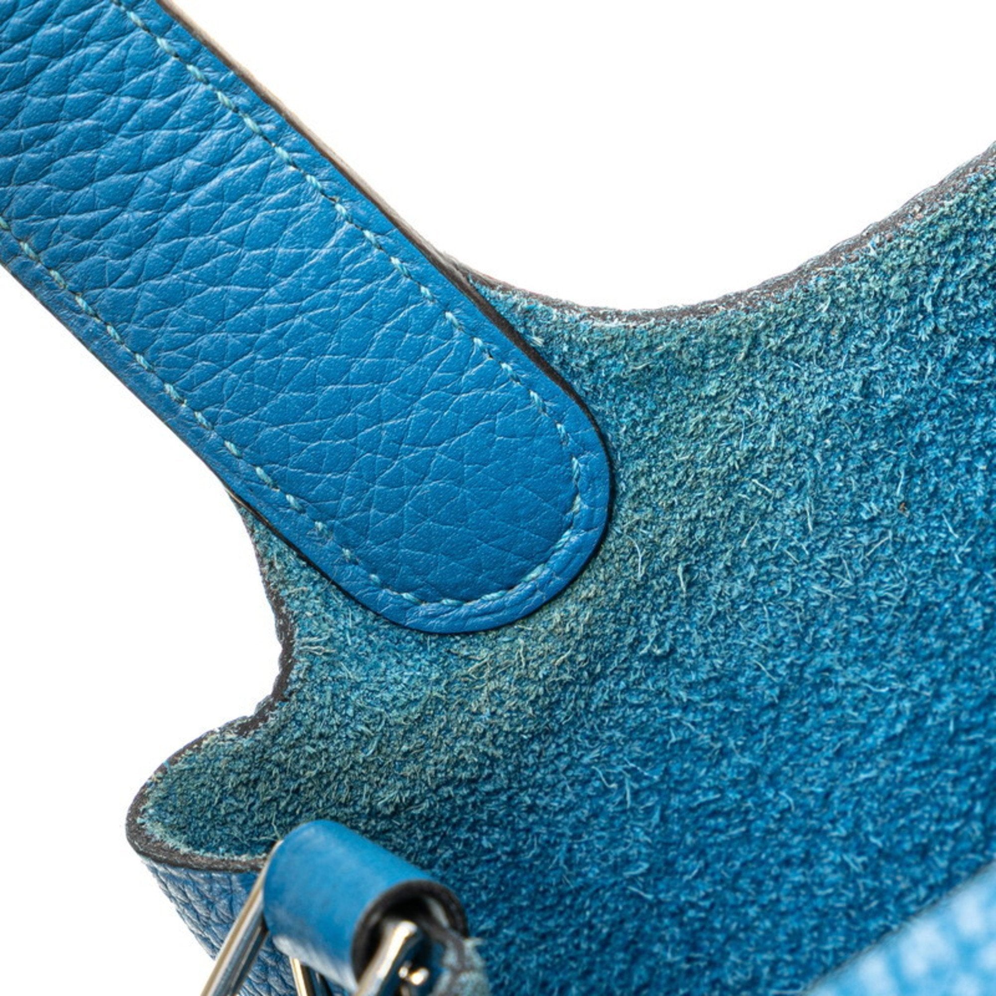 Hermes Blue Taurillon Clemence Leather Handbag (Pre-Owned)