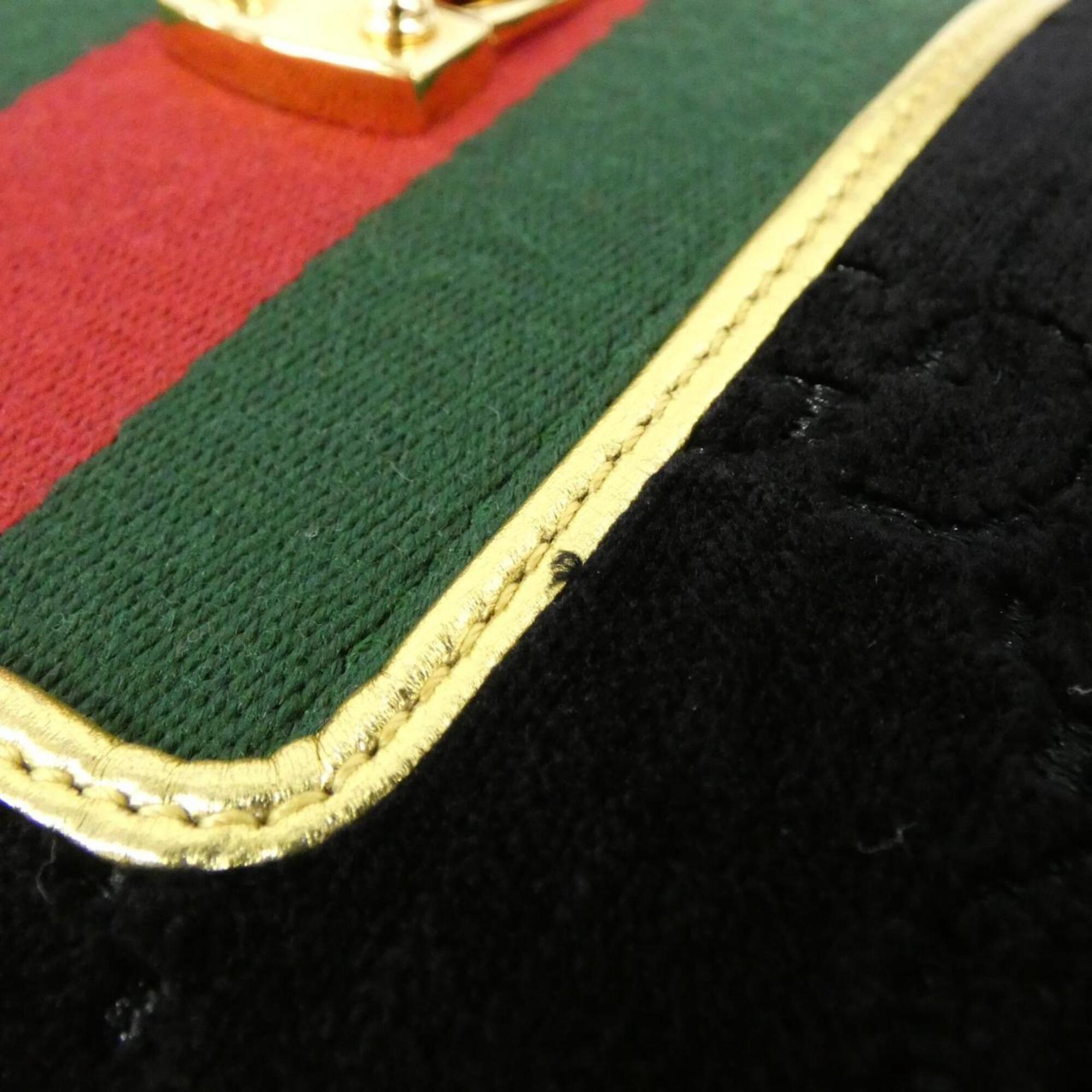 Gucci Black Velvet Leather Handbag (Pre-Owned)