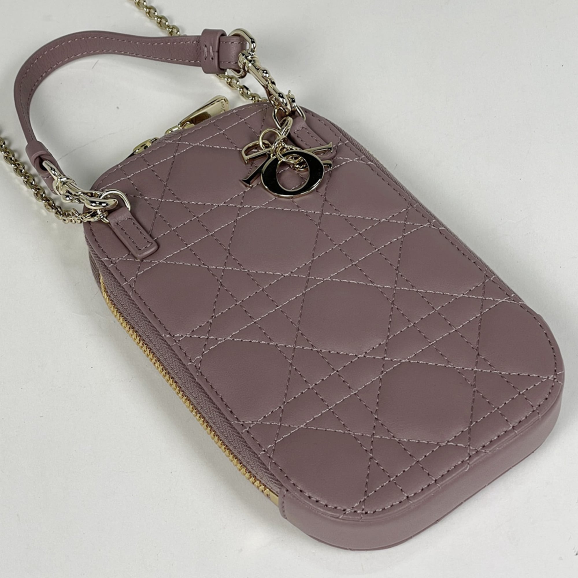Christian Dior Lady Dior Purple Leather Handbag Shoulder Bag (Pre-Owned)