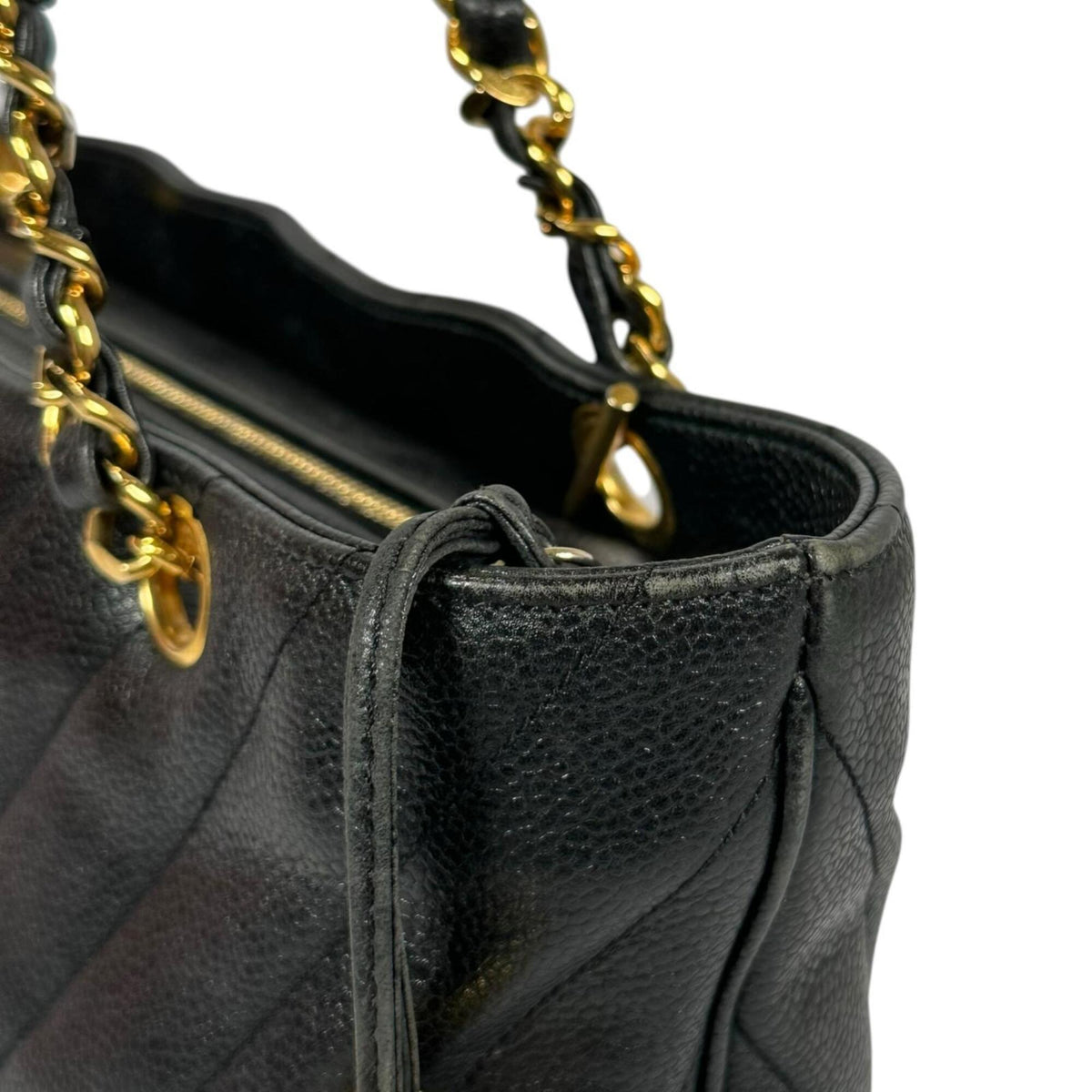 Chanel Black Grained Calfskin Shoulder Bag Tote Bag (Pre-Owned)