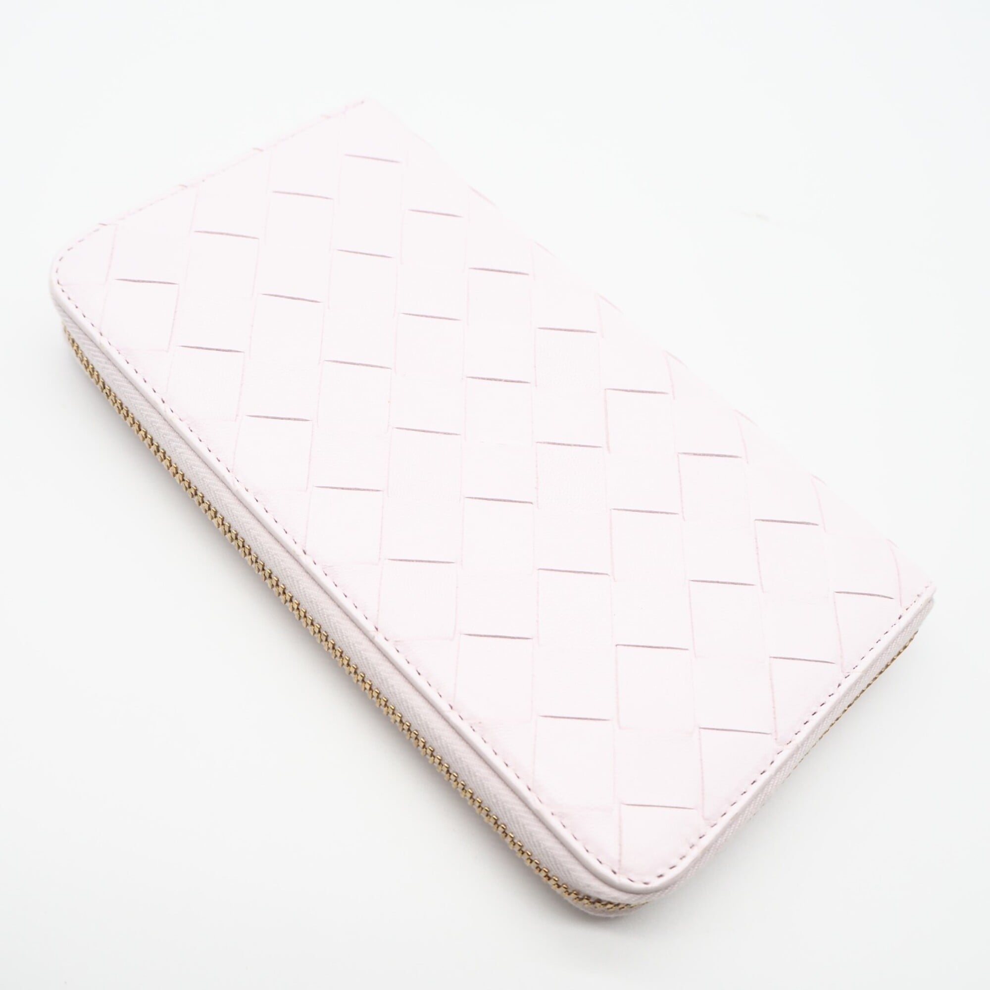 Bottega Veneta Intrecciato Pink Leather Long Wallet (Bi-Fold) (Pre-Owned)