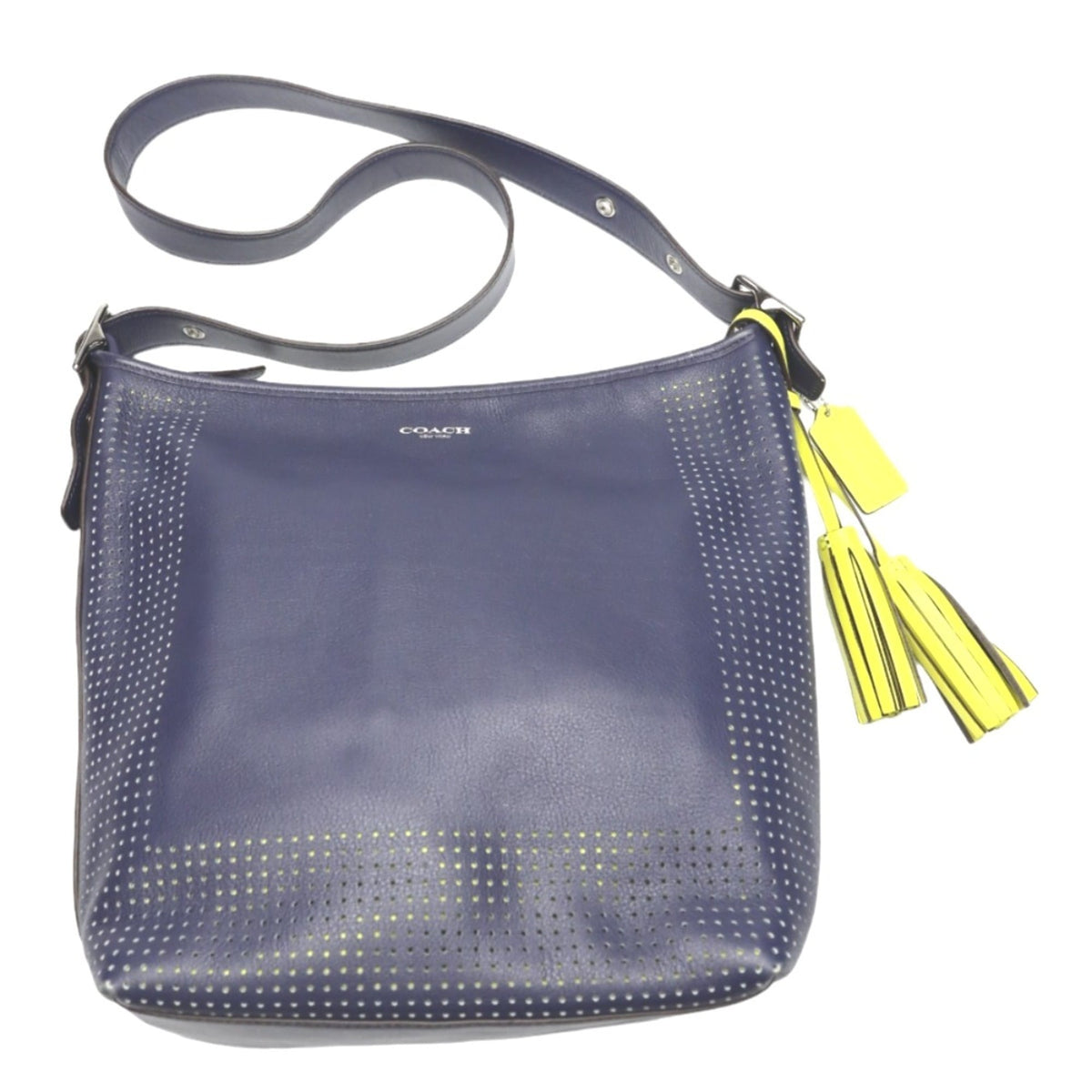 Coach Navy Leather Shoulder Bag (Pre-Owned)