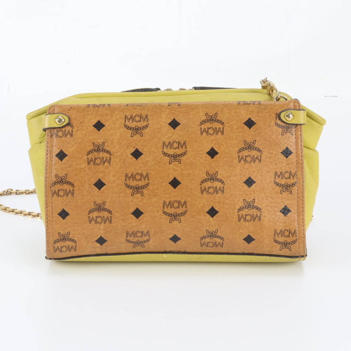 Mcm Brown Green Leather Coated Canvas Crossbody Bag Shoulder Bag (Pre-Owned)