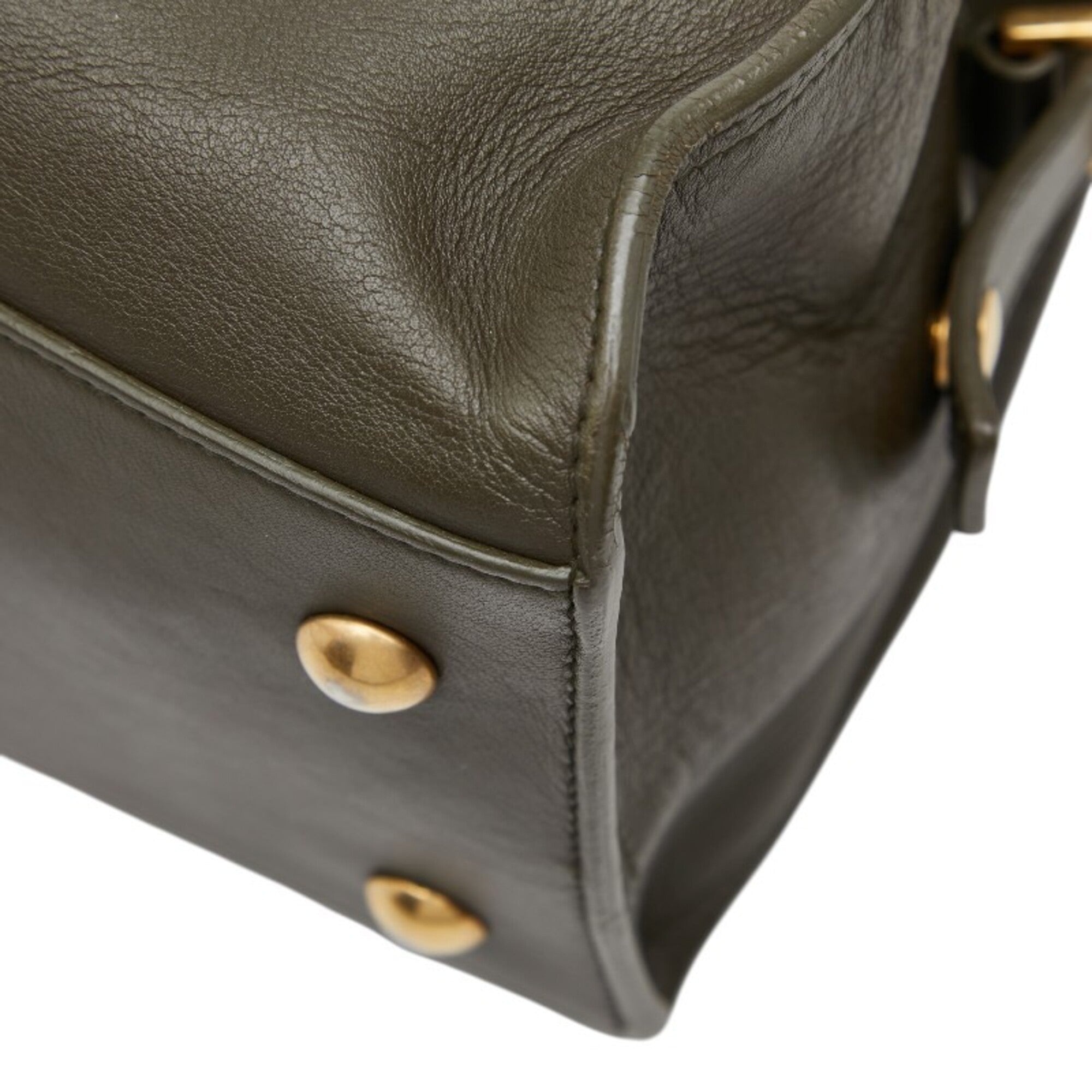 Saint Laurent Green Khaki Leather Handbag Shoulder Bag (Pre-Owned)