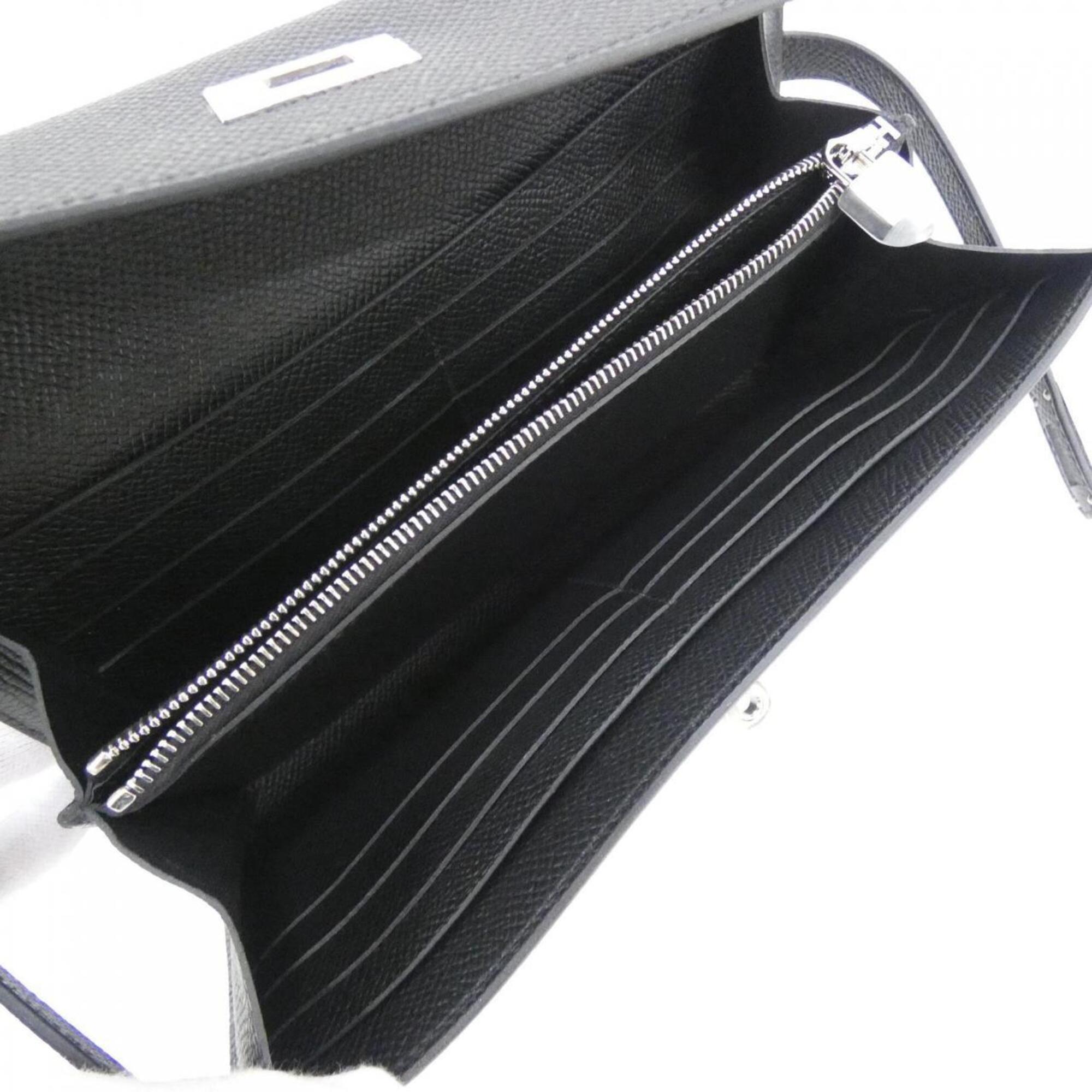 Hermes Kelly Black Epsom Leather Long Wallet (Bi-Fold) (Pre-Owned)