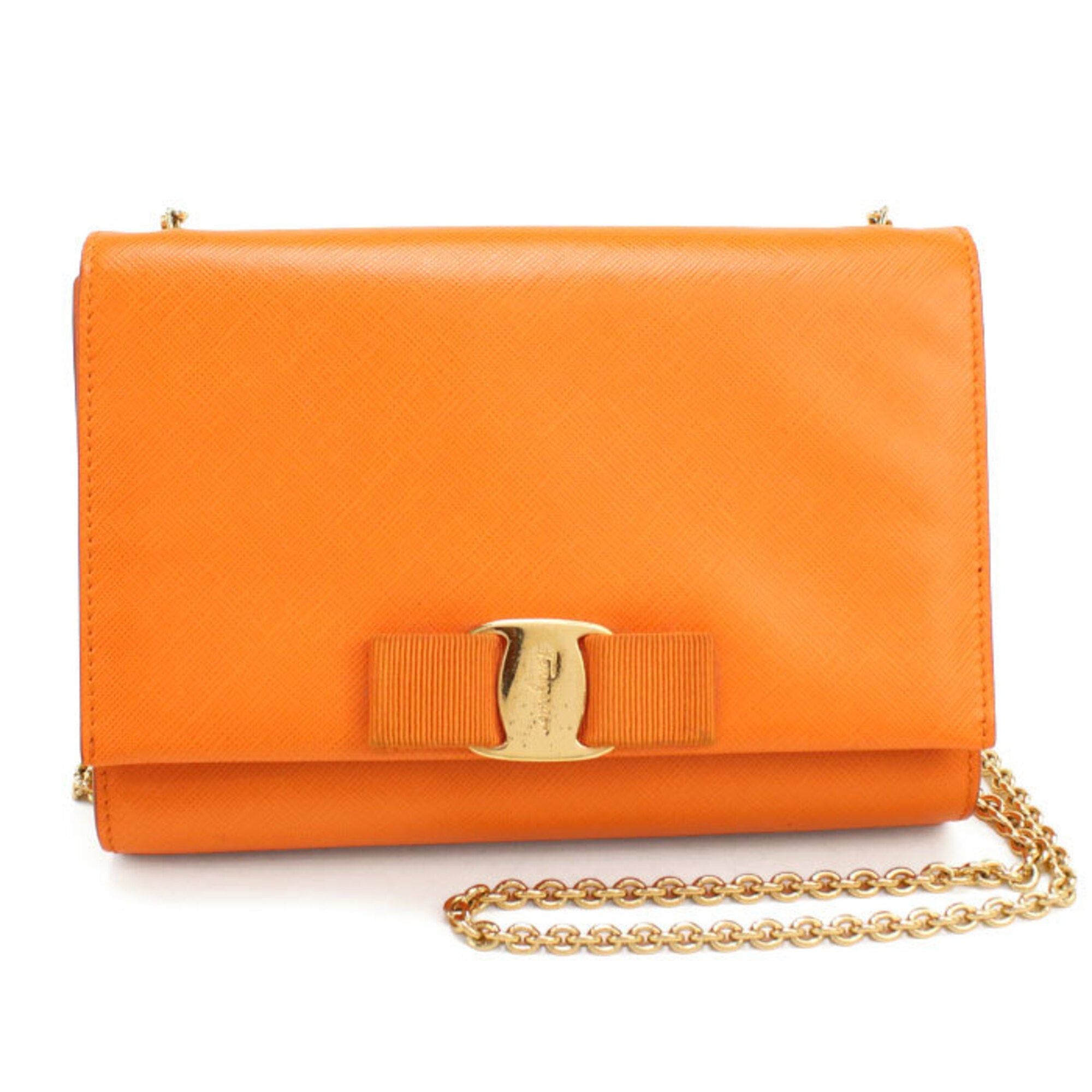Salvatore Ferragamo Orange Leather Shoulder Bag (Pre-Owned)