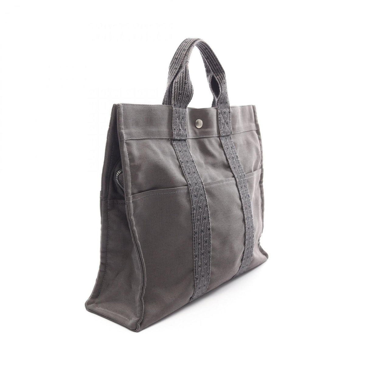 Hermes Gray Canvas Handbag Tote Bag (Pre-Owned)