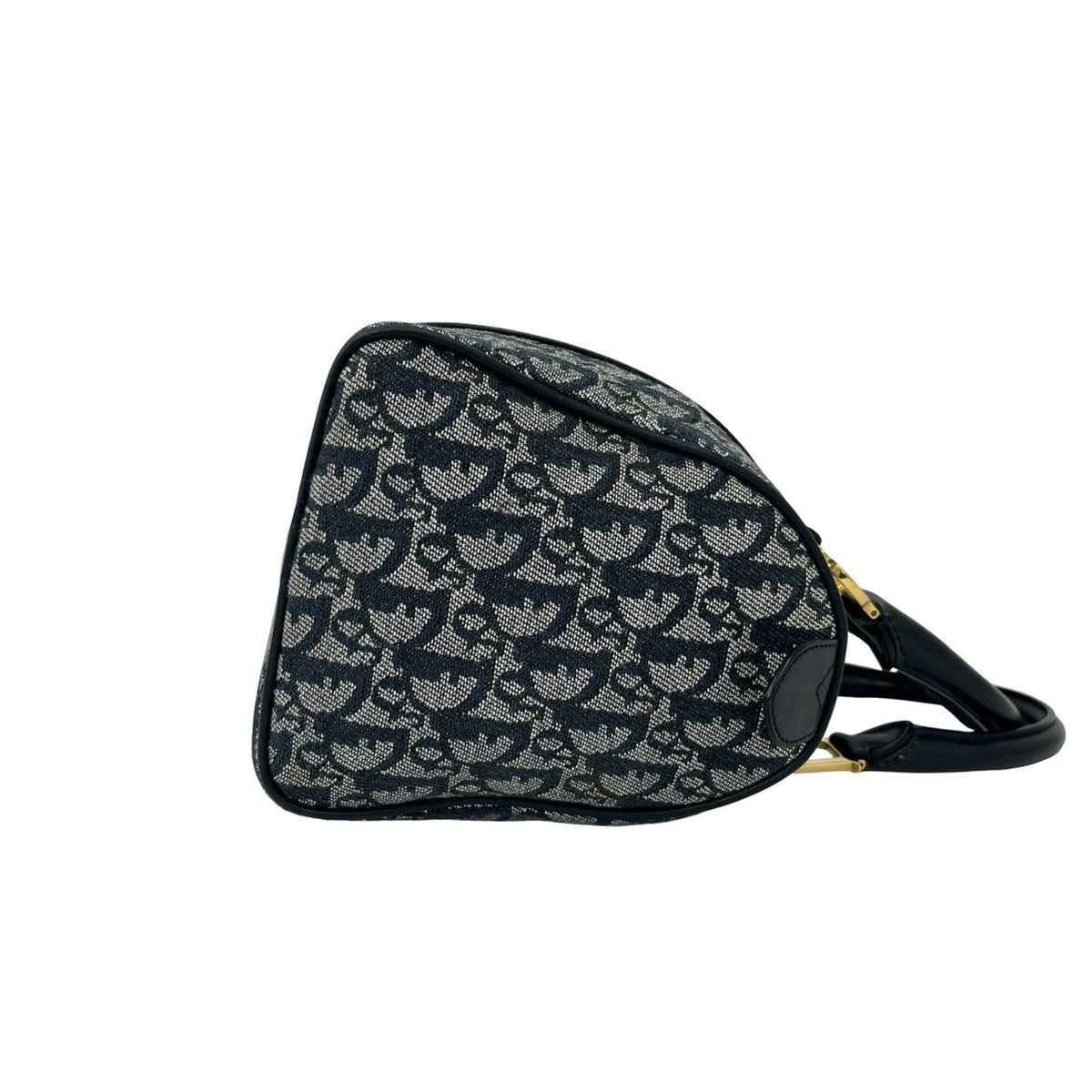 Christian Dior Navy Canvas Leather Boston Bag Handbag (Pre-Owned)