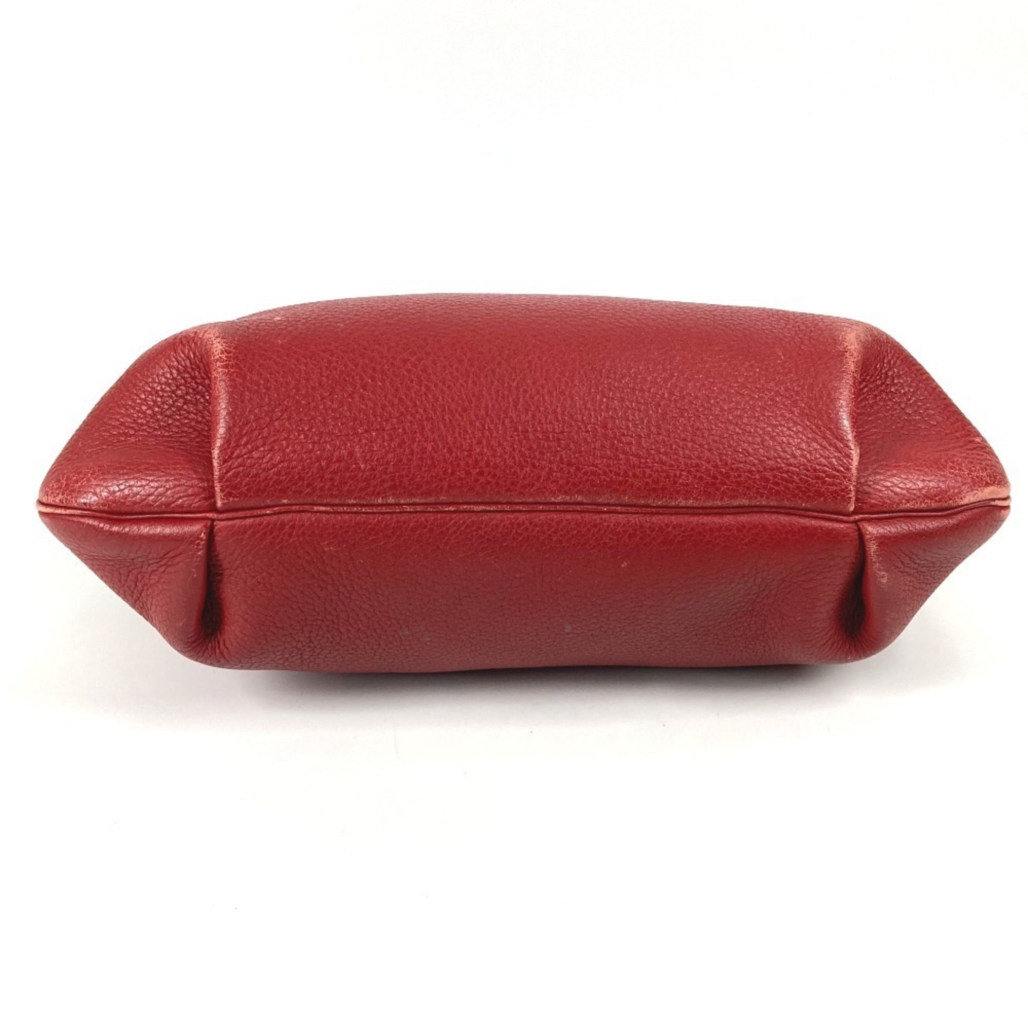 Hermes Red Color Leather Pochette Shoulder Bag (Pre-Owned)