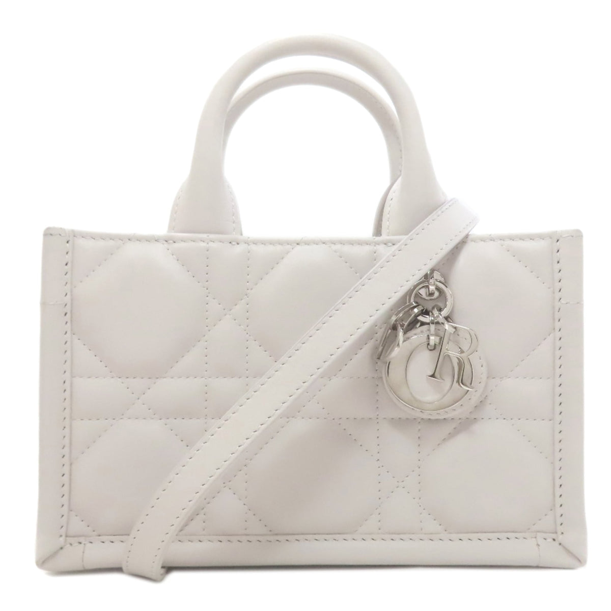 Christian Dior Gray White Leather Handbag (Pre-Owned)