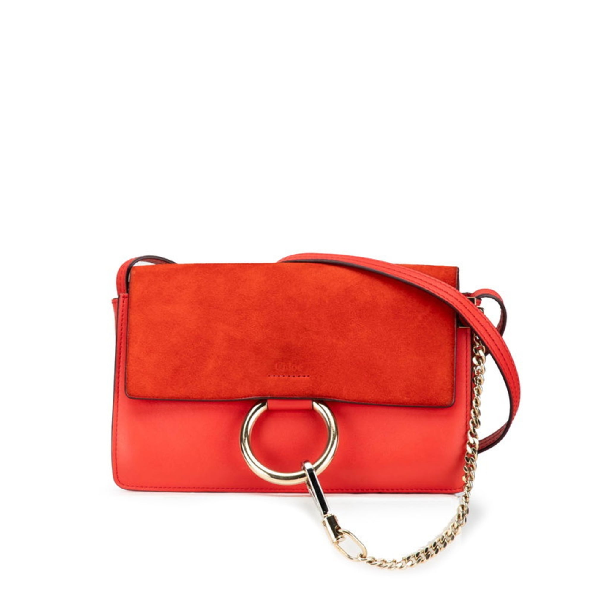 Chloé Red Color Leather Suede Shoulder Bag (Pre-Owned)