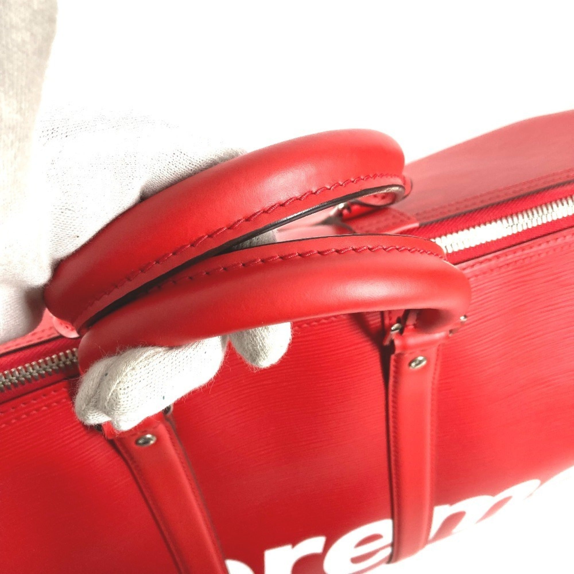 Louis Vuitton Red Color White Epi Leather Boston Bag (Pre-Owned)