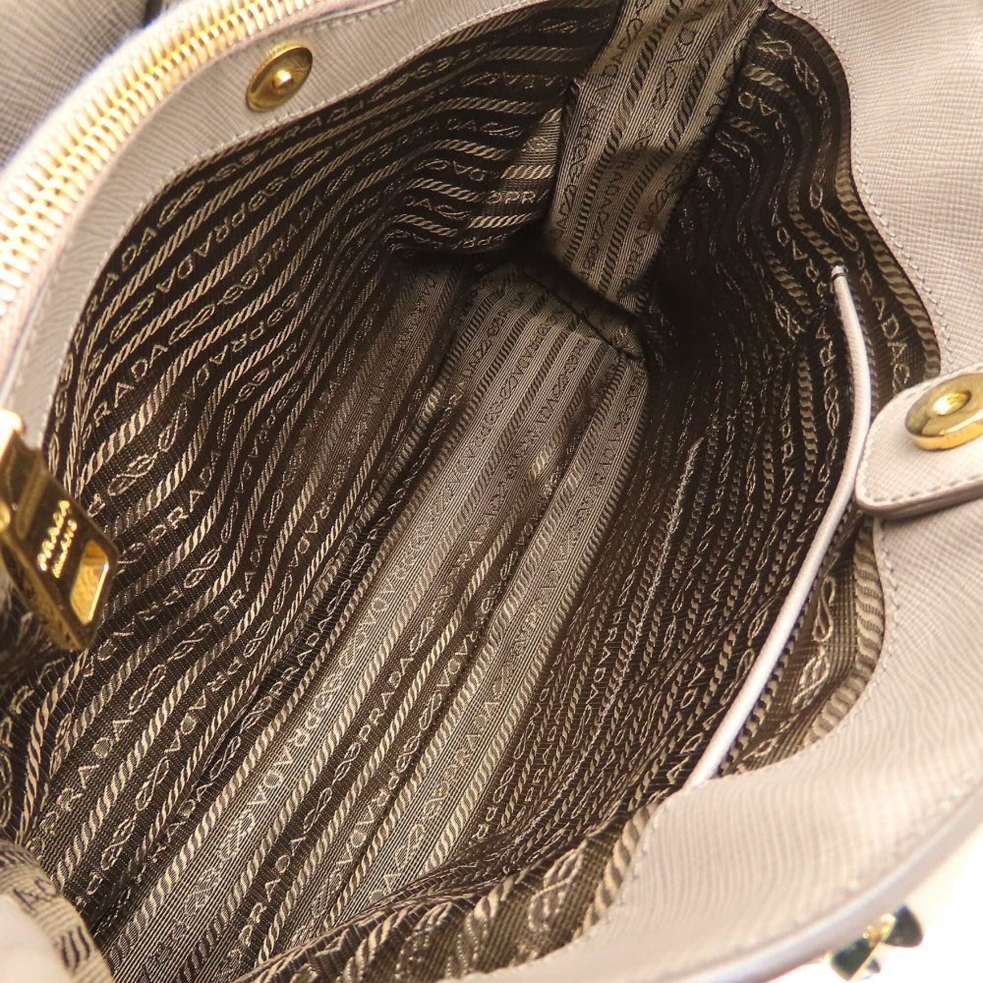 Prada Saffiano Grayish Leather Tote Bag (Pre-Owned)
